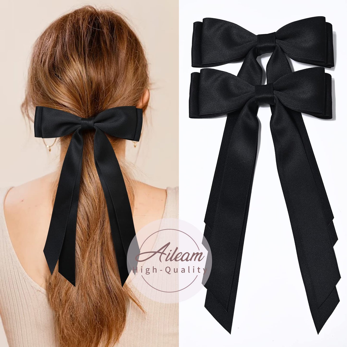 Silky Satin 2PCS Hair Bows Hair Clip - Holder Accessories Slides Metal Clips Hair Bow