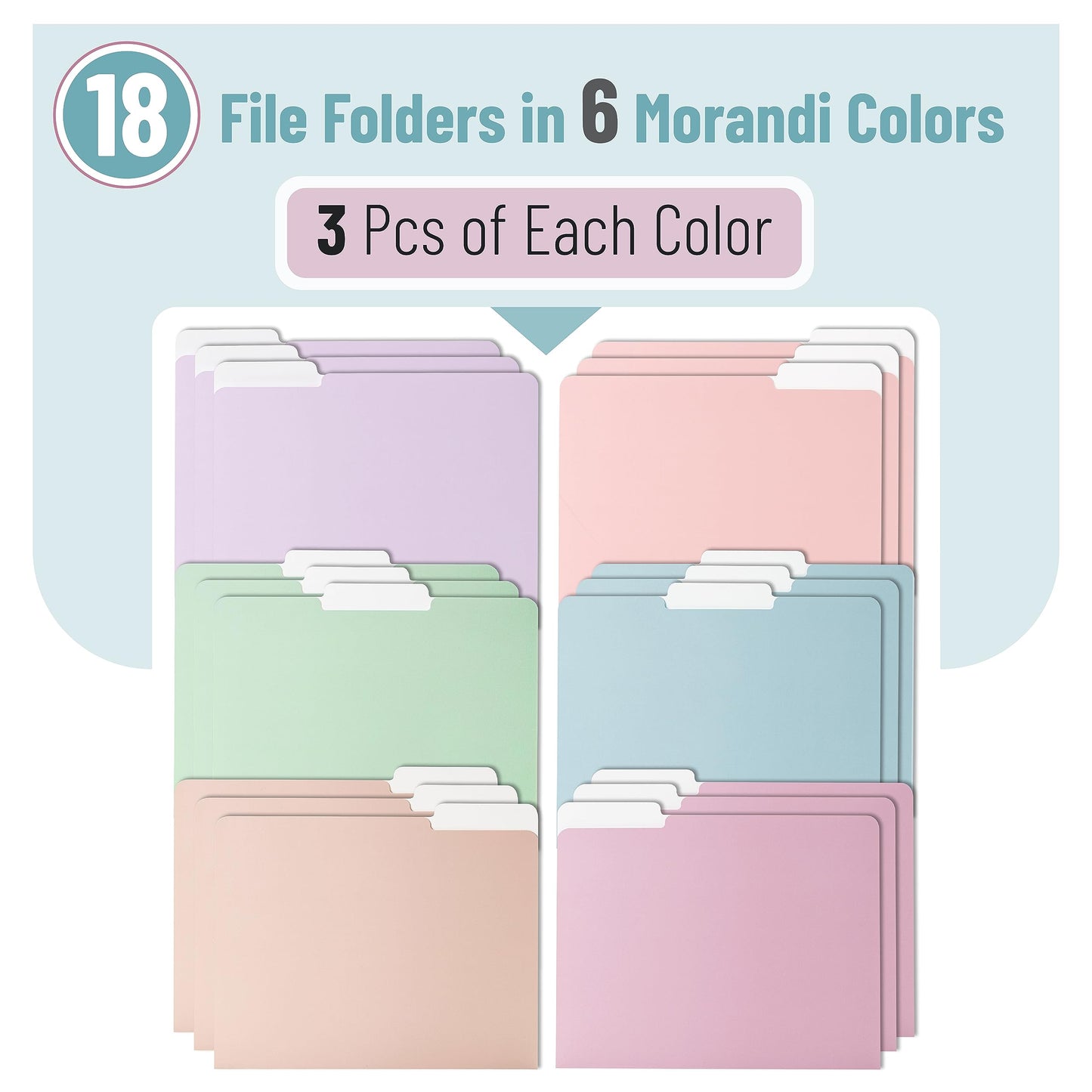 Pastel Colored Poly File Folders, 1/3 Cut Tab, 6 Pack, Letter Size, File Folders