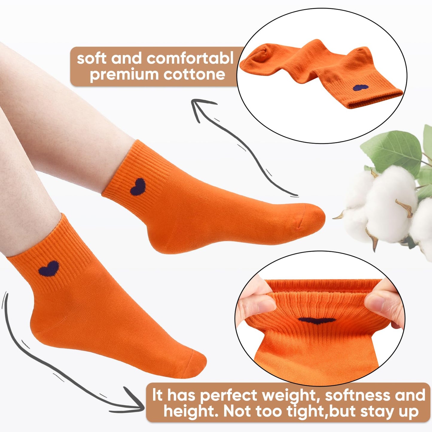 Women's Crew Socks Ankle High Cotton Fun Cute Athletic Running Socks(5-Pairs With Present Box)