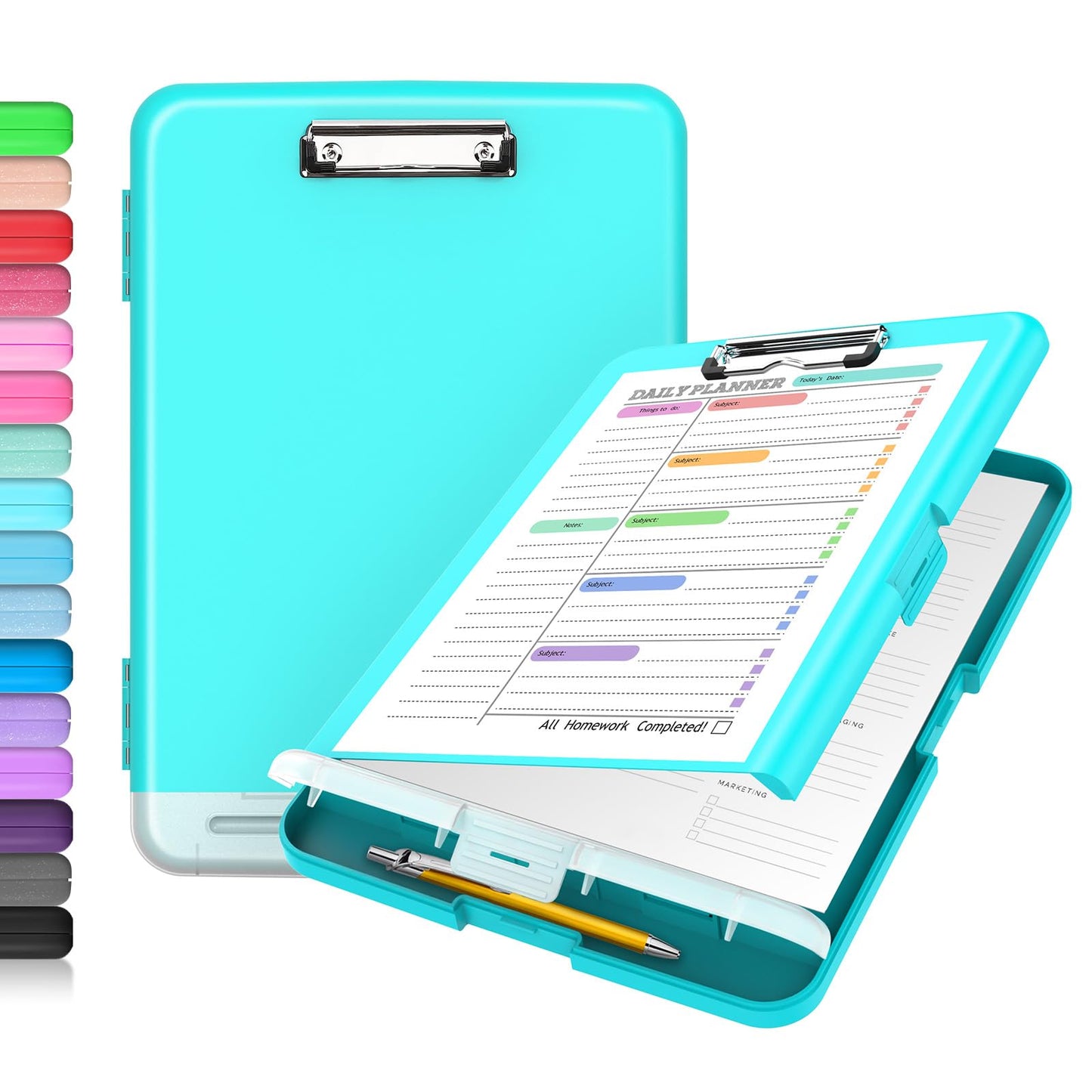 Clipboard with Storage, High Capacity Storage Clipboard with Pen Holder, Cute Clip Boards 8.5x11