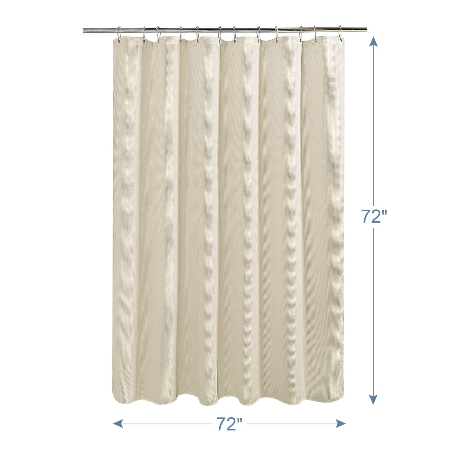 Waffle Shower Curtain - Fabric Shower Curtain Heavy Duty Hotel Quality Bathroom Shower Curtains, 72 x 72 Inches