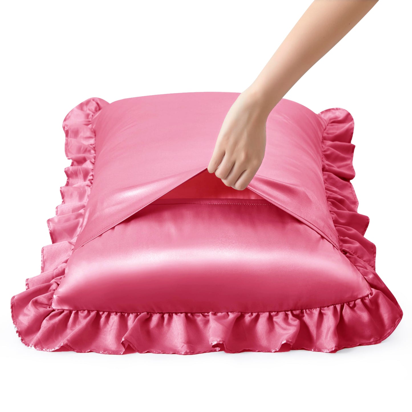 Princess Silky Satin Ruffled Pillow Cases Room Decoration