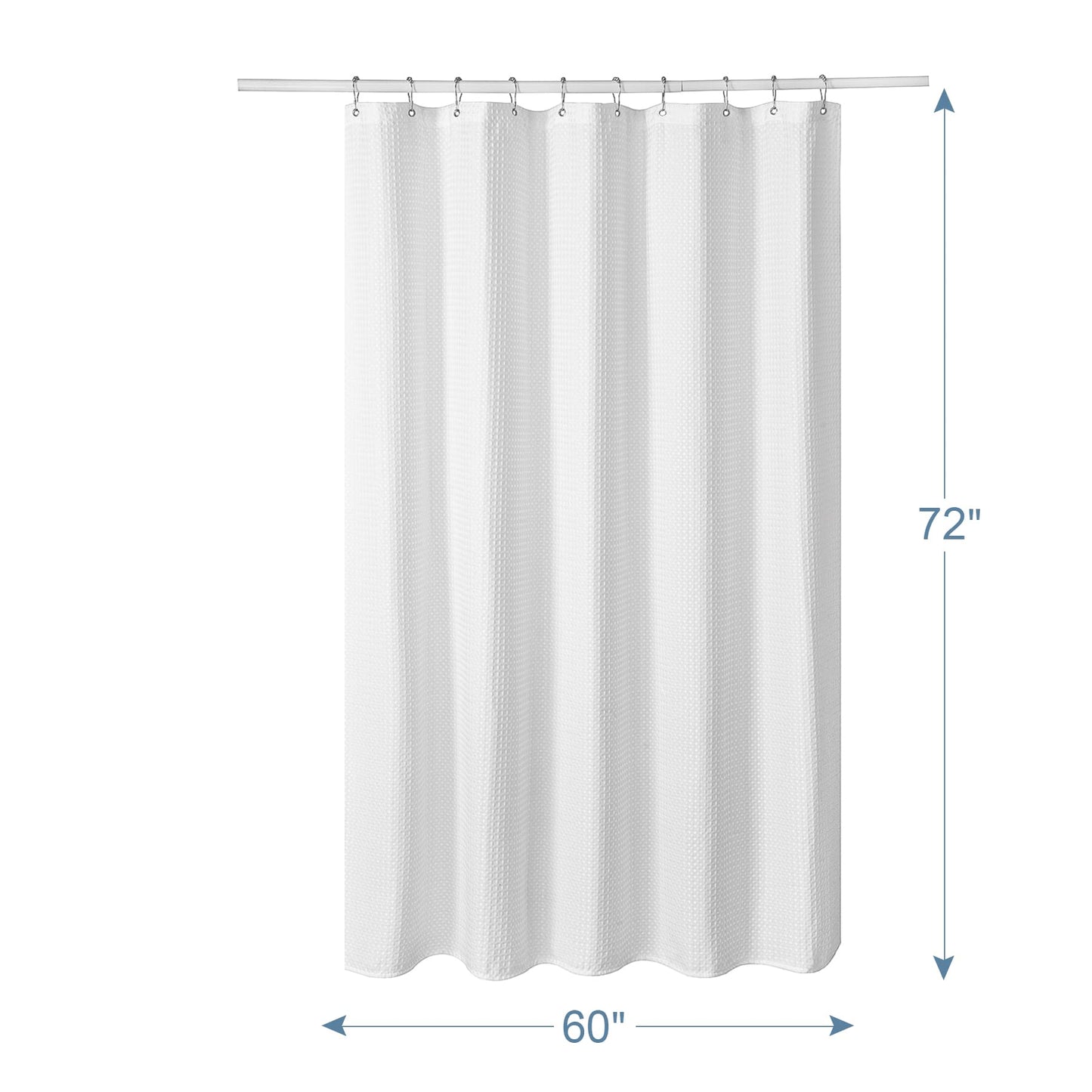 Waffle Shower Curtain - Fabric Shower Curtain Heavy Duty Hotel Quality Bathroom Shower Curtains, 72 x 72 Inches