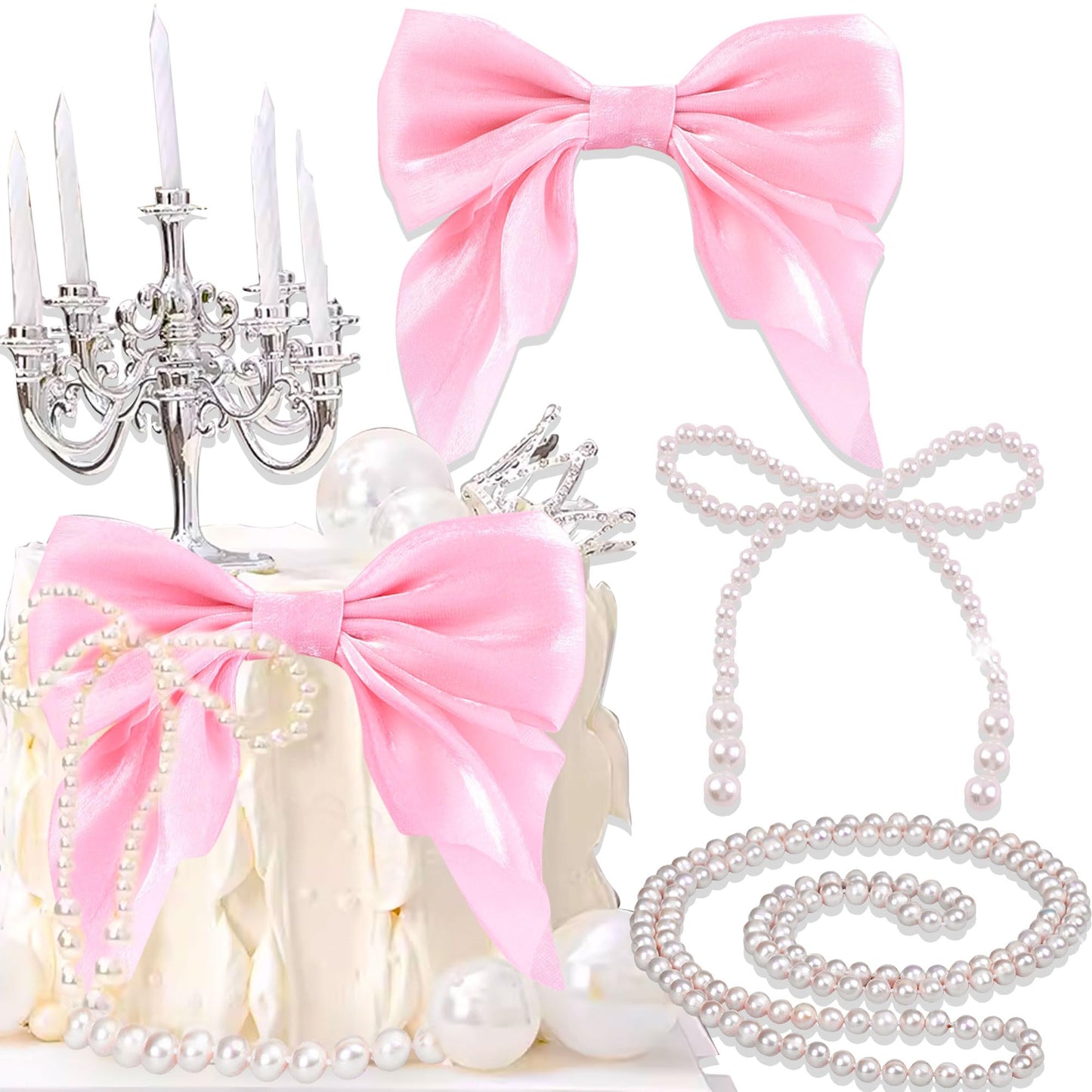 Coquette Pearl Bow Cake Decor