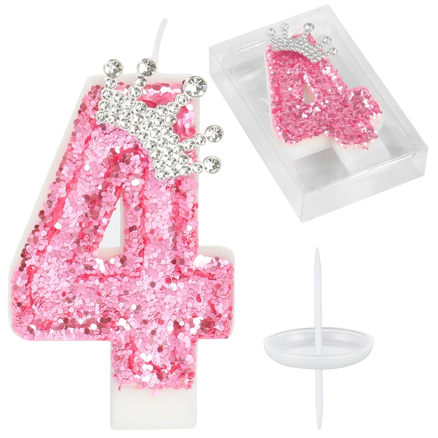 Glitter Birthday Number Candles, Crown Birthday Candles for Cake