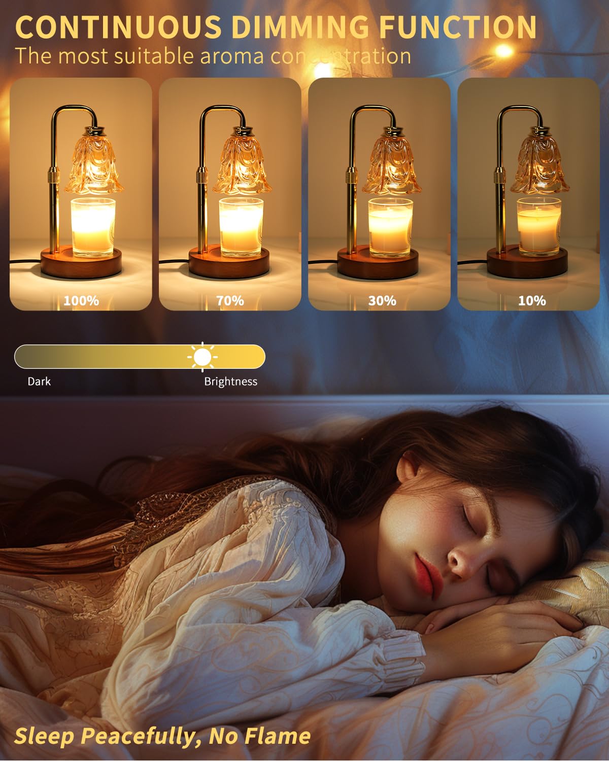 Dimmable Flower Candle Warmer Lamp with Timer & 4Bulbs