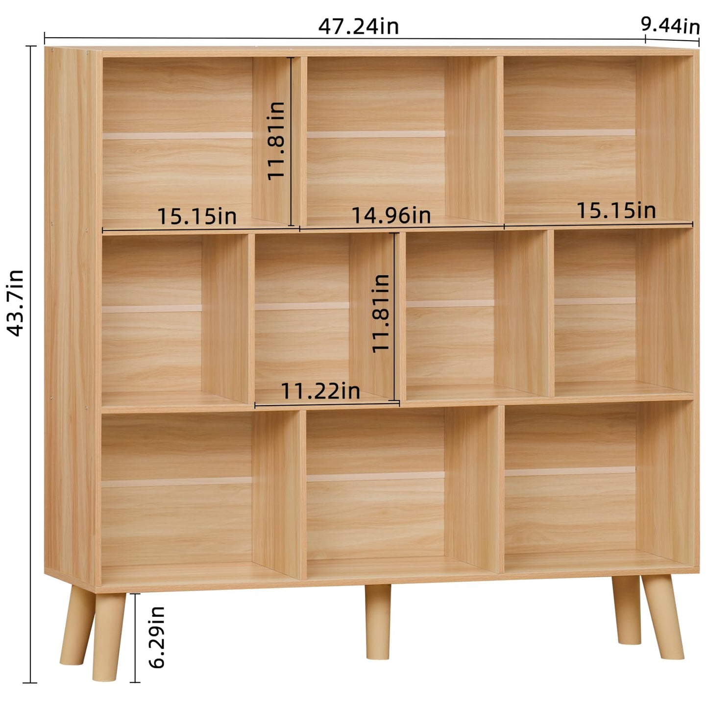 Modern Bookshelf - Large Freestanding Open