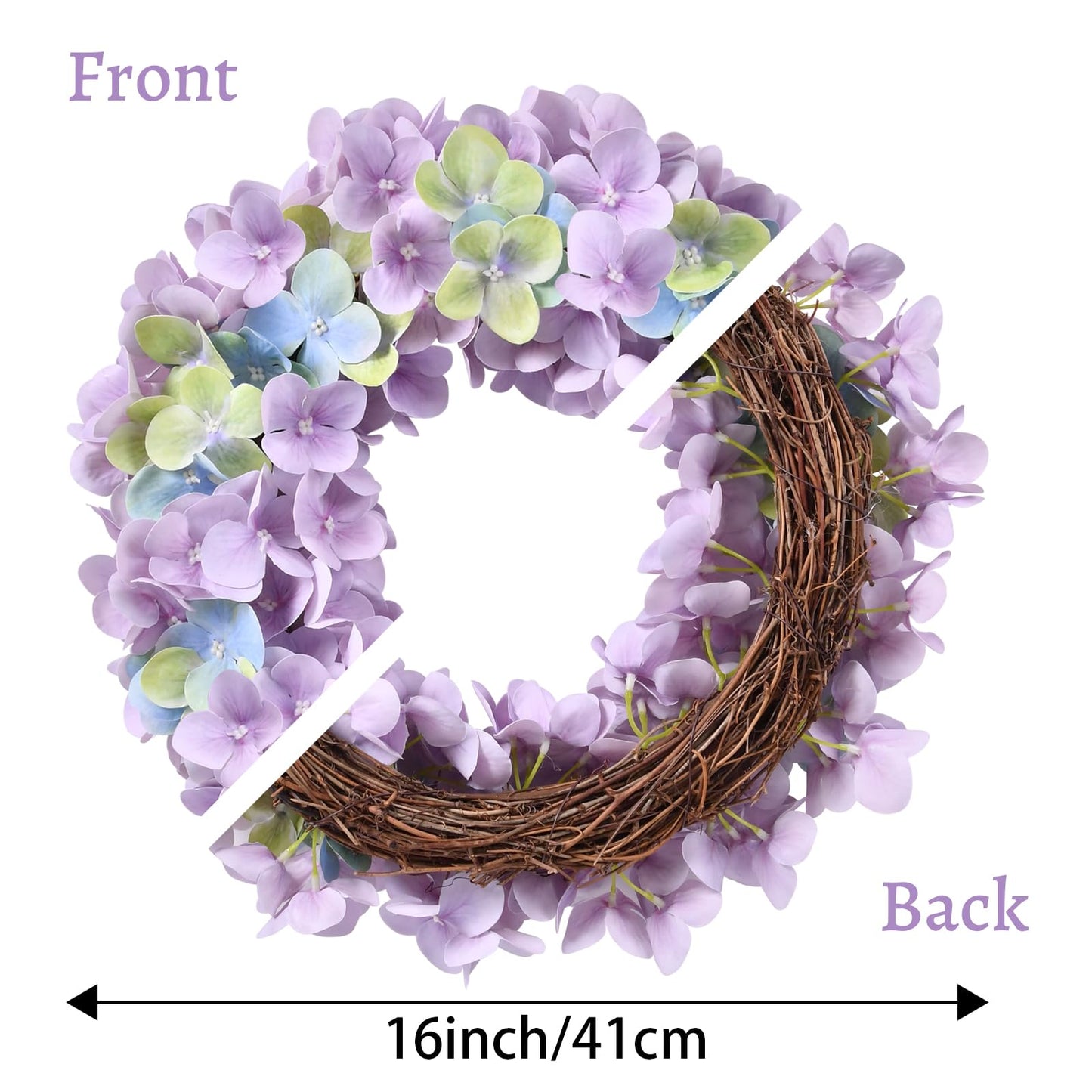 Premium Texture Pink Hydrangea Wreath 16in