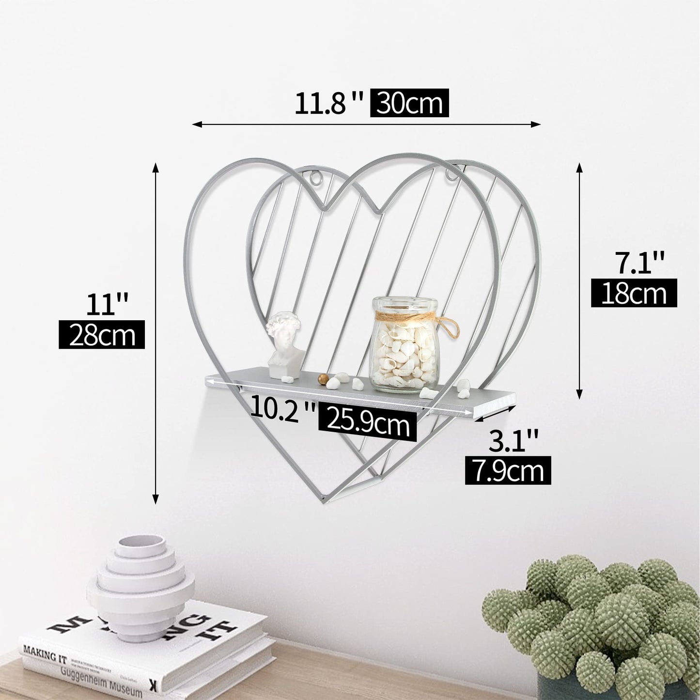 Heart-Shaped Floating Shelf – Funky Wall Organizer for Trinkets, Aesthetic Room Decor