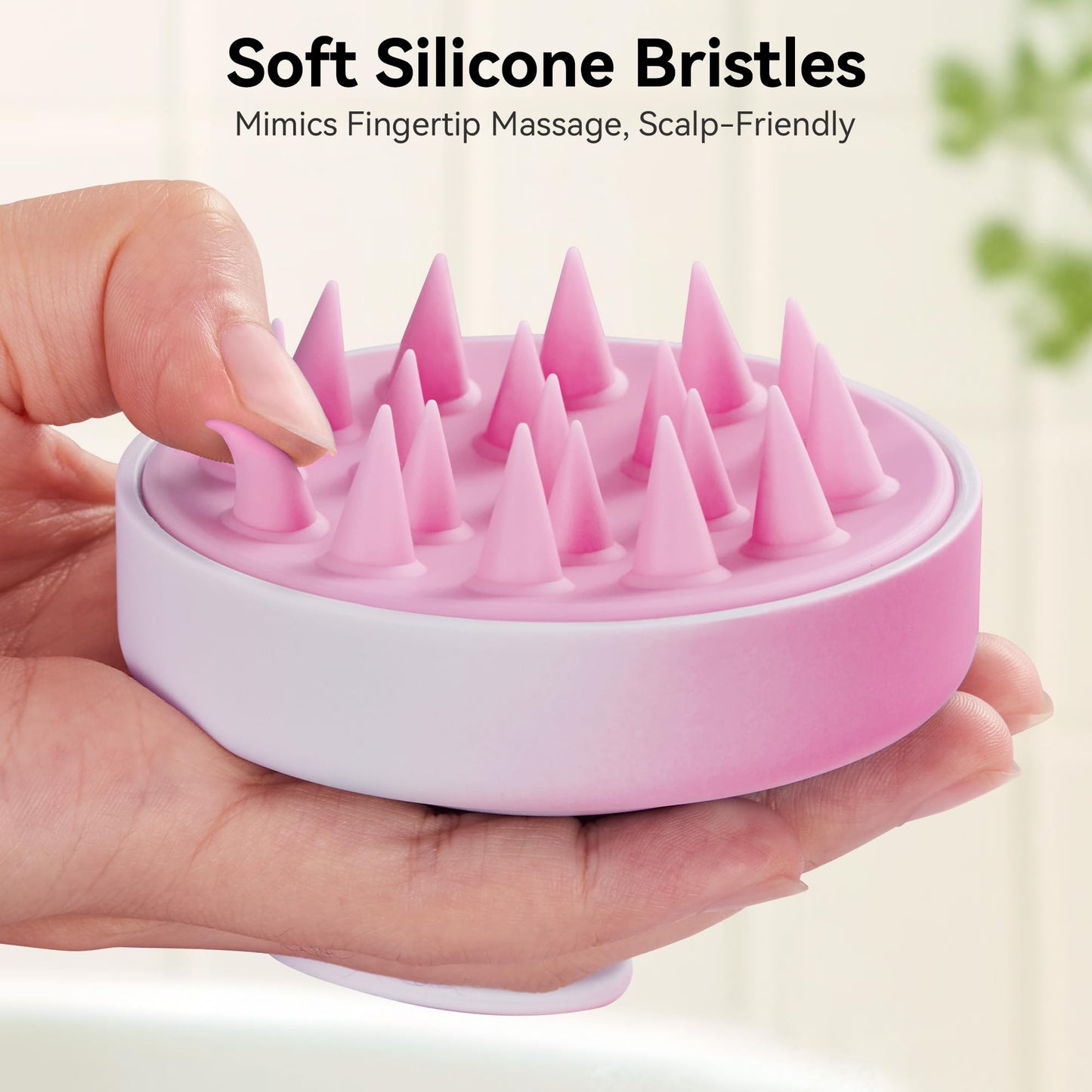 Shampoo Scalp Brush Massager - Scalp Scrubber with Soft Silicone Bristles for Hair Growth & Dandruff Removal