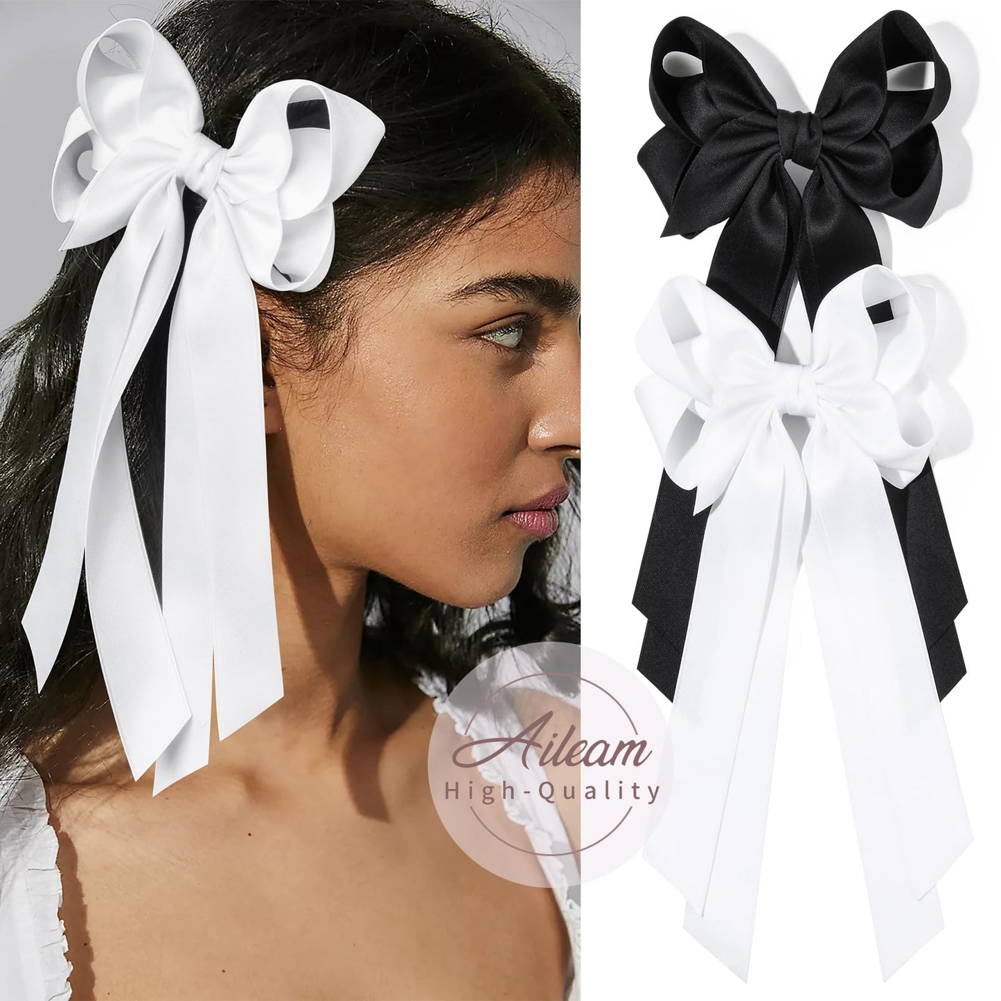 Silky Satin 2PCS Hair Bows Hair Clip - Holder Accessories Slides Metal Clips Hair Bow