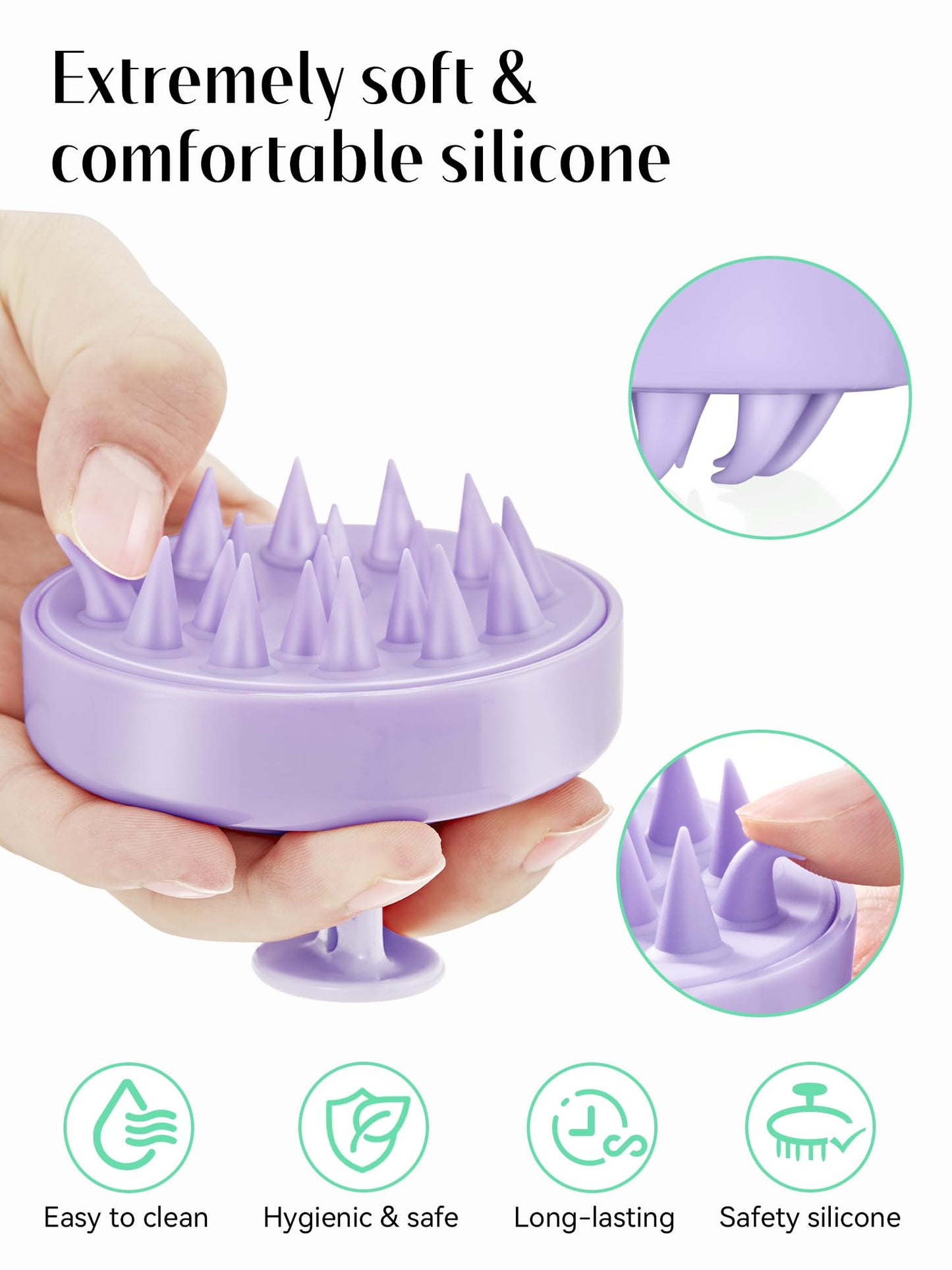 Shampoo Scalp Brush Massager - Scalp Scrubber with Soft Silicone Bristles for Hair Growth & Dandruff Removal