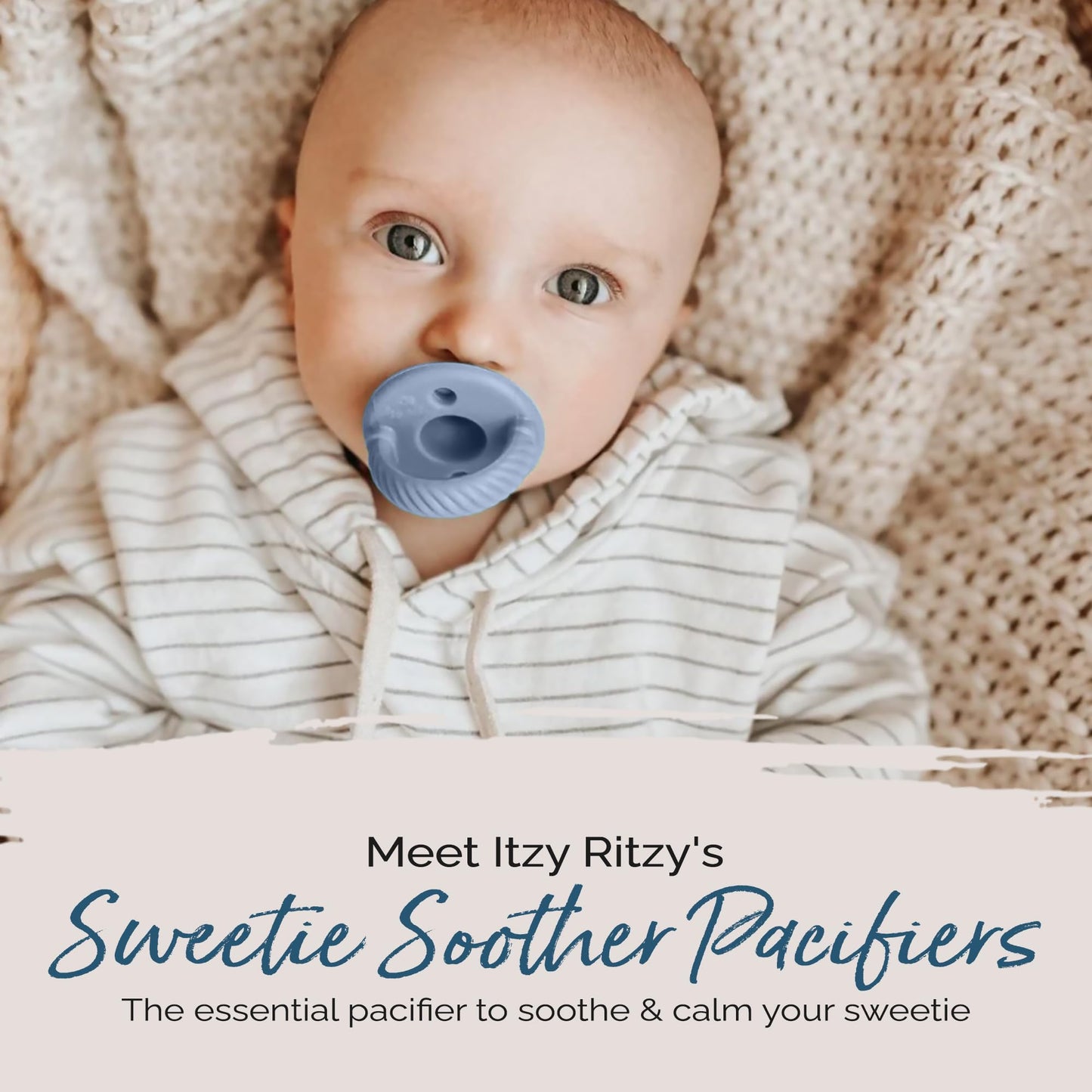 Silicone Pacifiers for Newborn - Sweetie Soother Pacifiers Feature Collapsible Handle & Two Air Holes for Added Safety