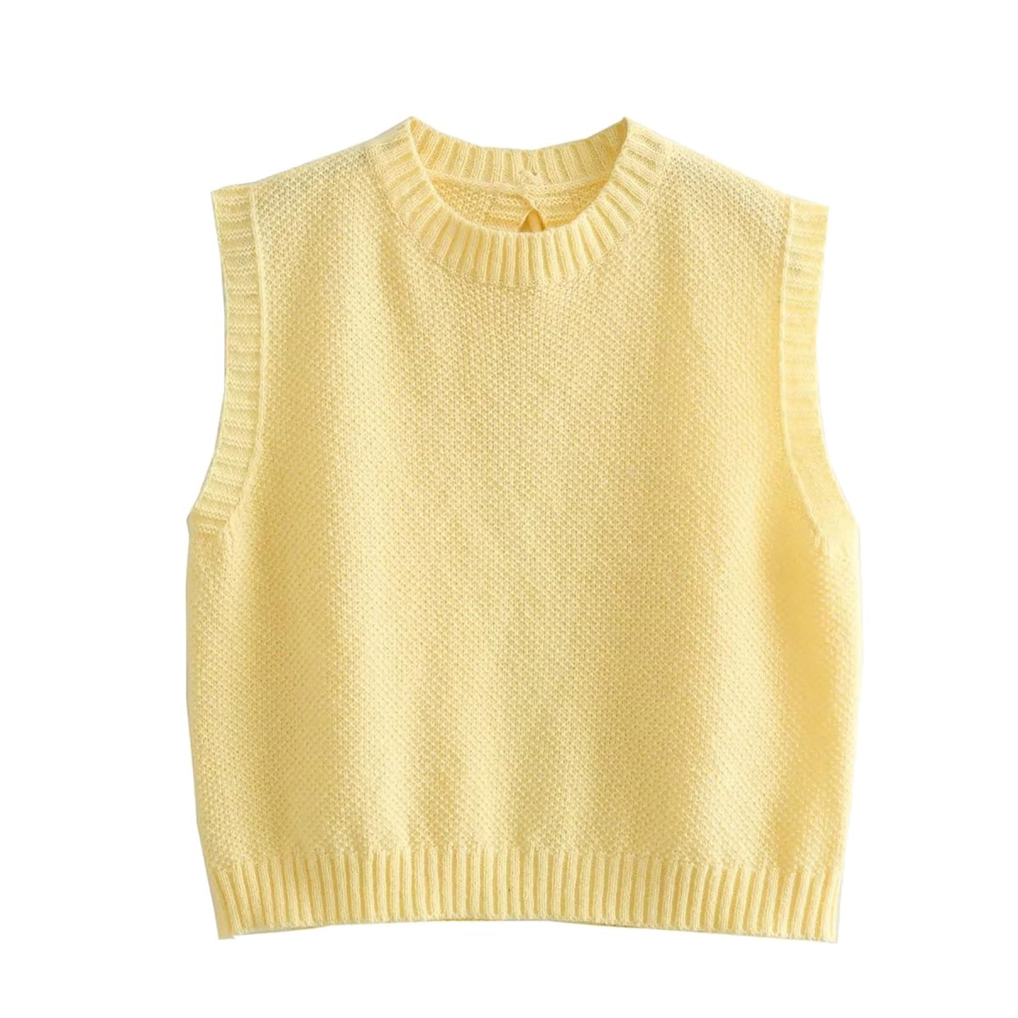 Y2K Backless Tie Up Knit Crop Sweater Vest Sleeveless Round Neck Split Open Back Pullover