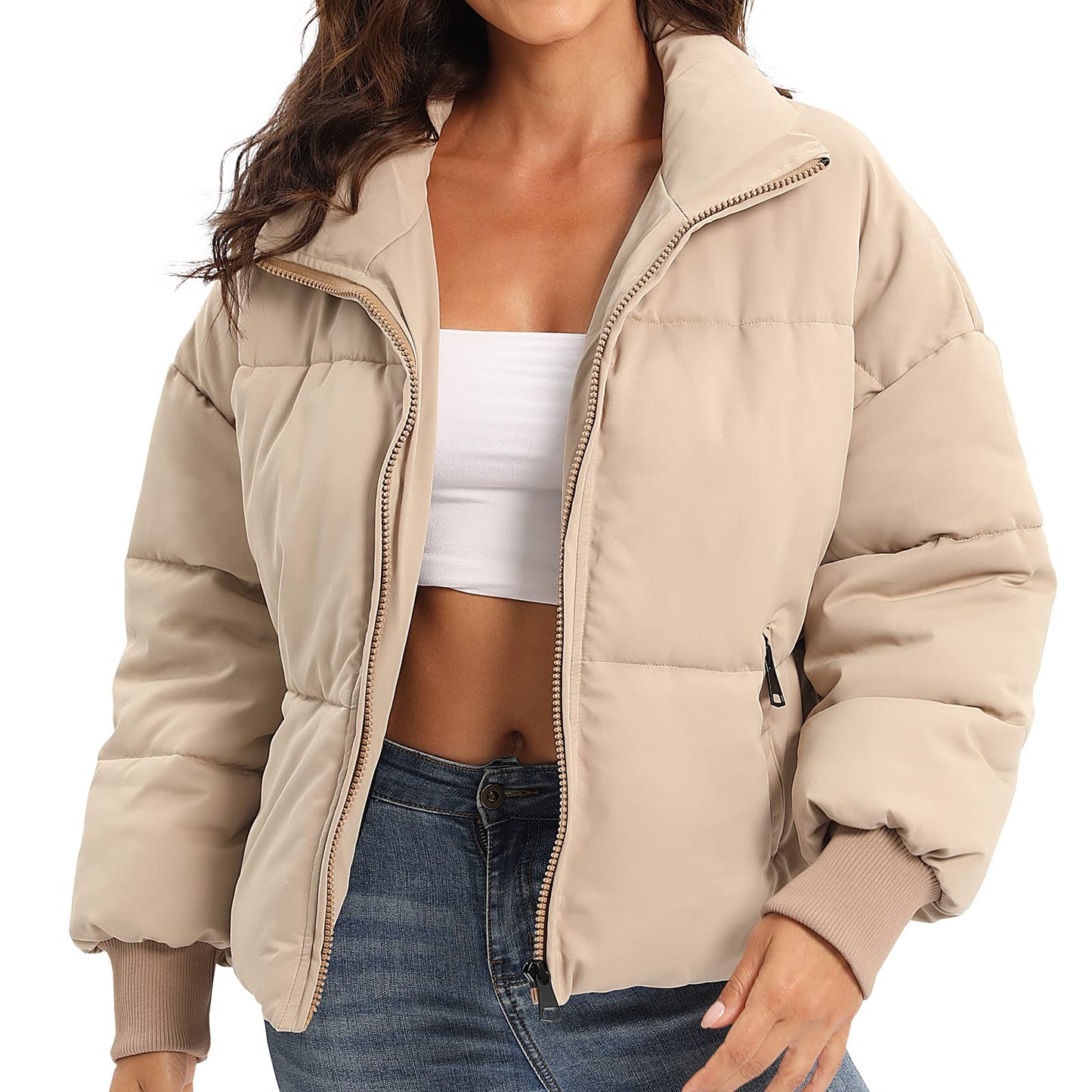 Women’s Winter Baggy Zip Puffer jackets Short Down Jacket Coat