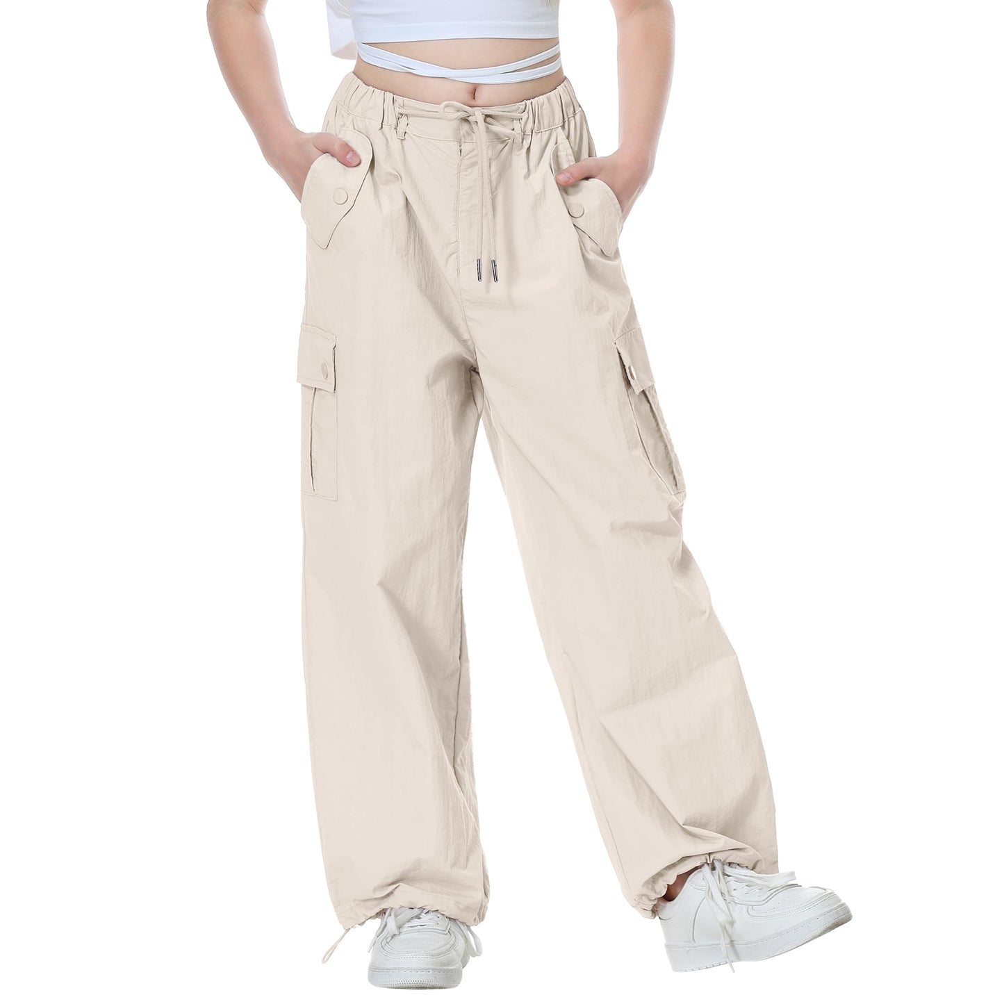 Girls Y2K Parachute Pants for Cargo Trousers with Pockets Harajuku Jogger Pants