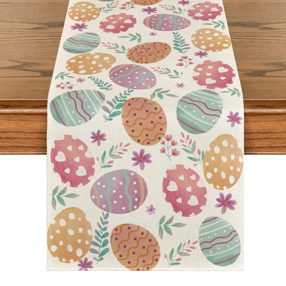 Spring Watercolour Easter Eggs Table Runner, Home Party Decor