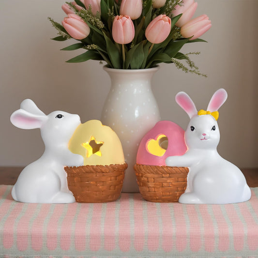 Easter Bunny Figurines Mantel Decor Resin 6Pcs Rabbit Statue Set Table Centerpiece Decorations 2.5 * 1.5 * 3 inch