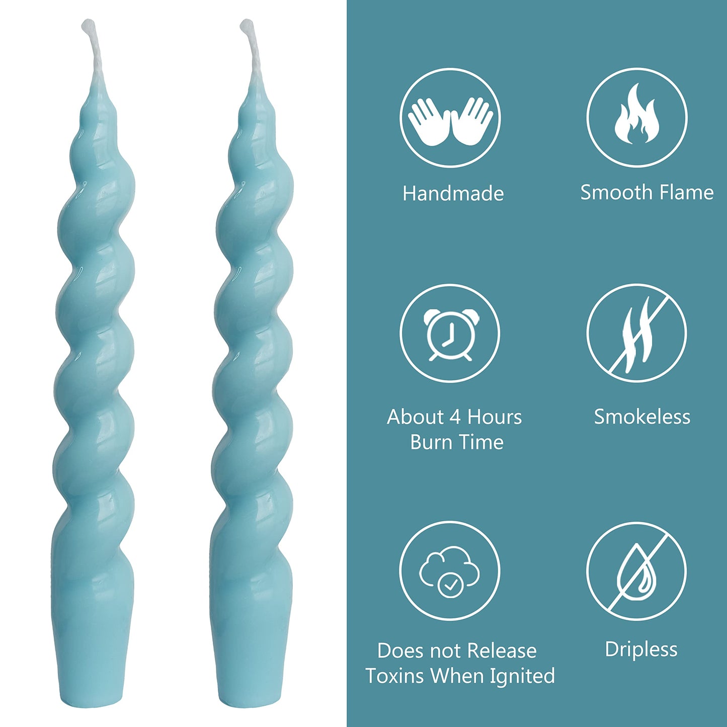 Spiral Taper Candles – Handmade & Unscented (Set of 2) 7.5"