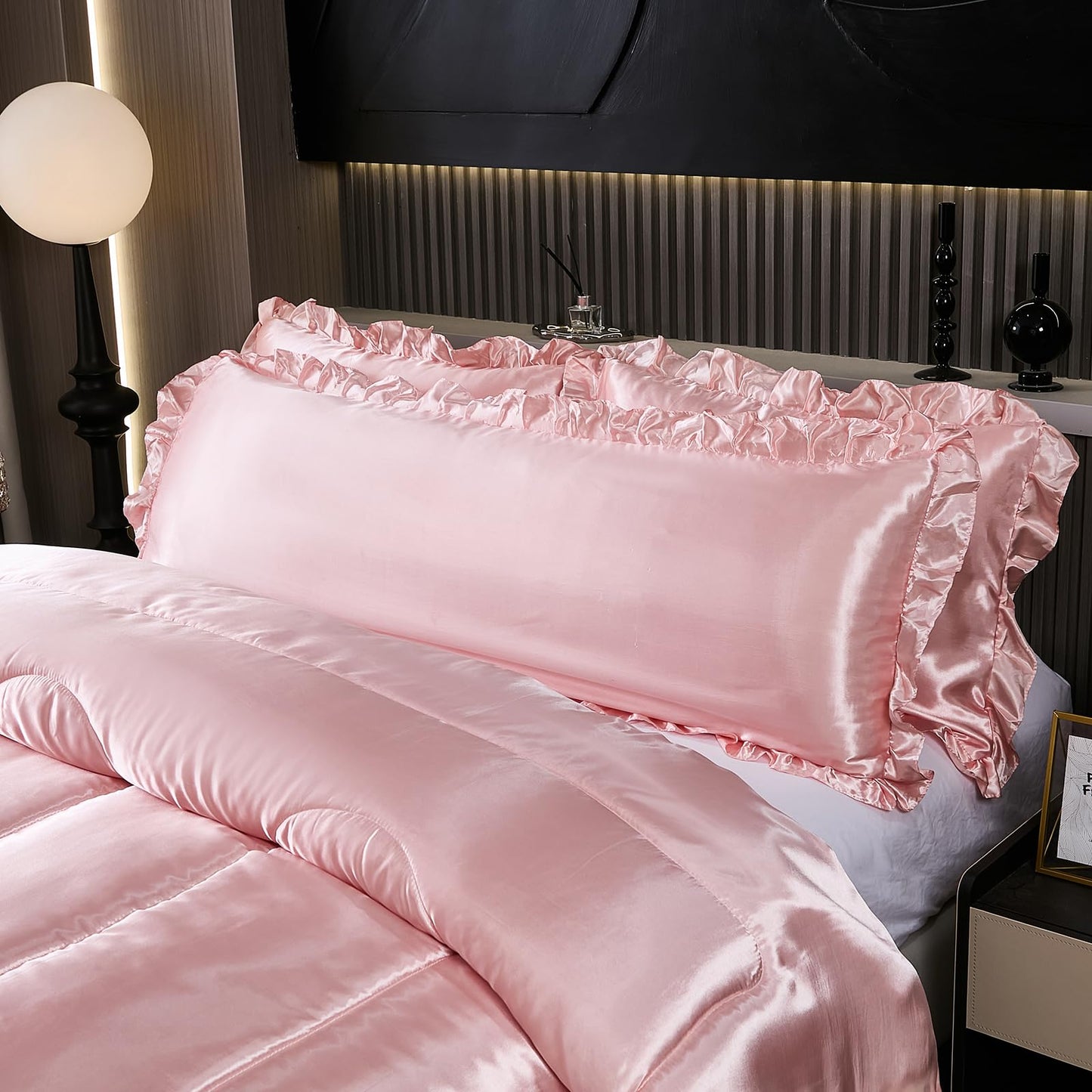 Comforter Silk Beddings - Luxury Silky Body Pillow Cover Ruffle