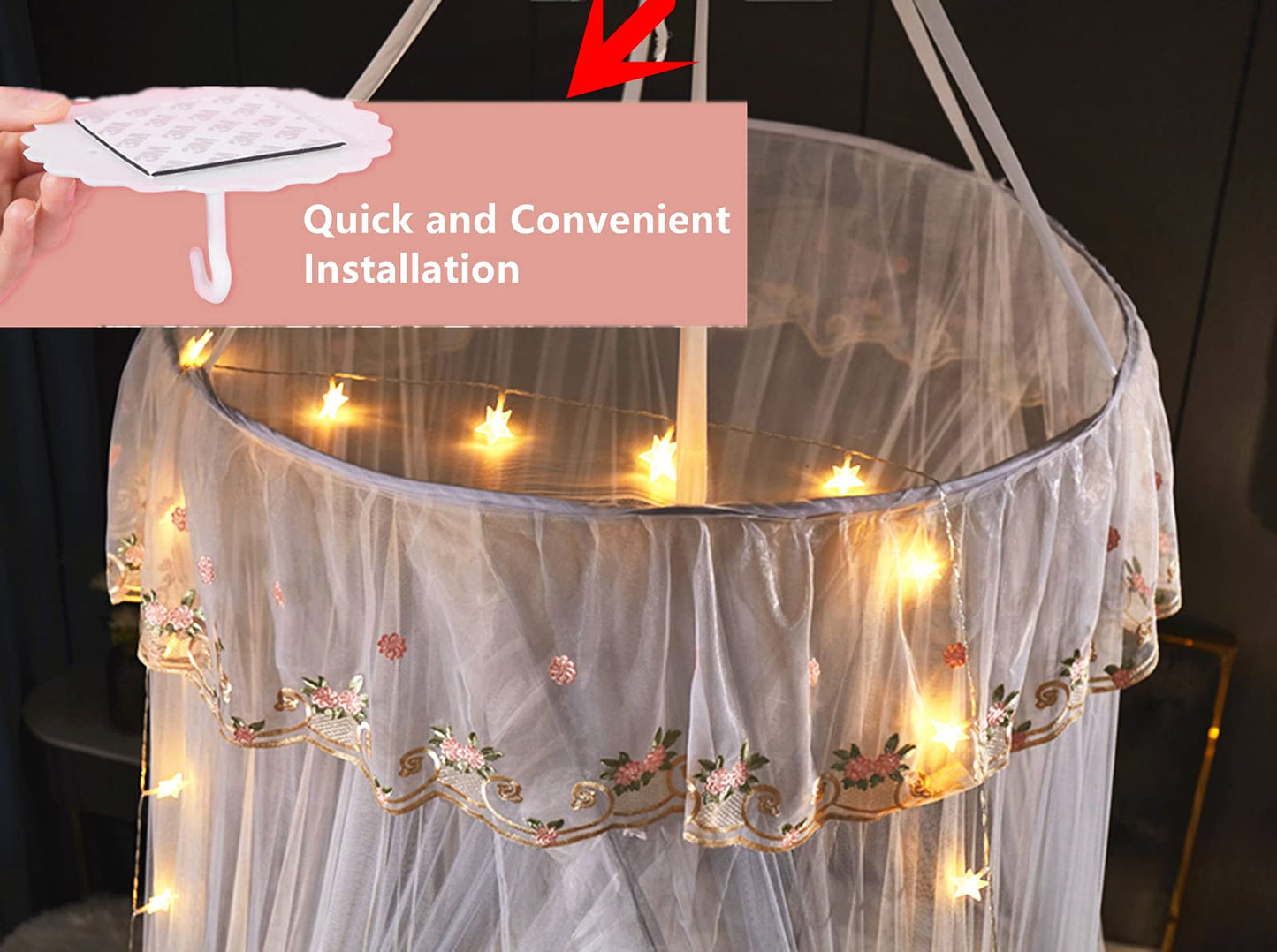 Princess Bed Canopy Bed Canopy Curtain- Double Layer Sheer Mesh Dome Bed Curtain