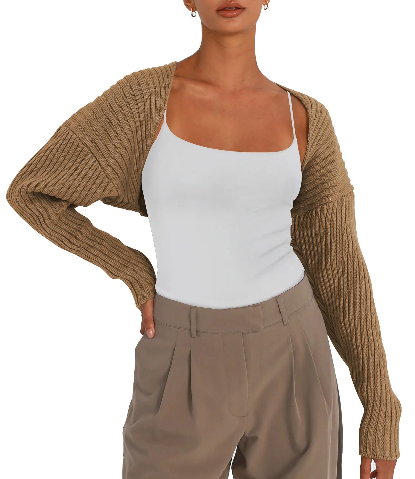 Womens Crop Cardigans Sweater Bolero Shrug Y2K Cute Long Sleeve