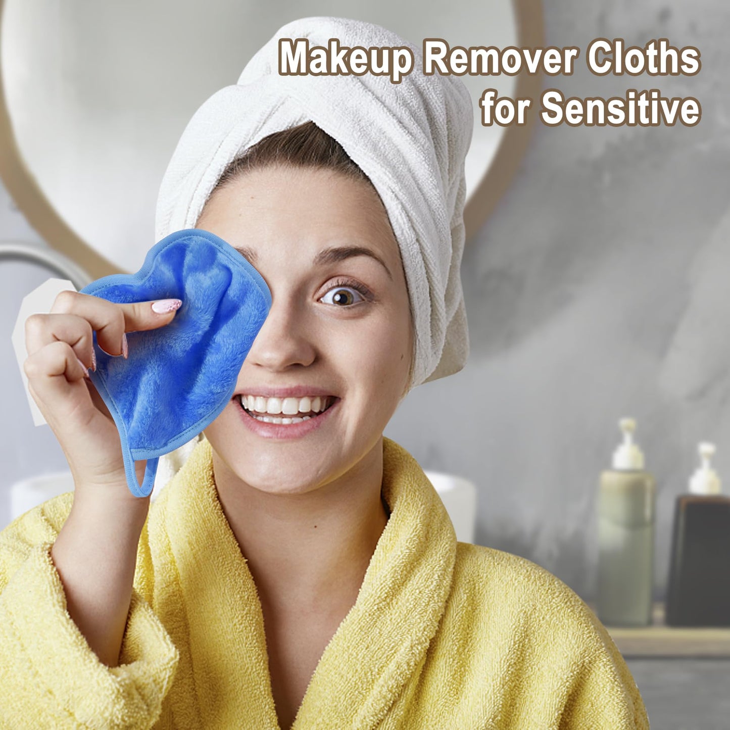 Gentle Soft Reusable Makeup Remover Pads - Washable Microfiber Removal Face Wash Cloths