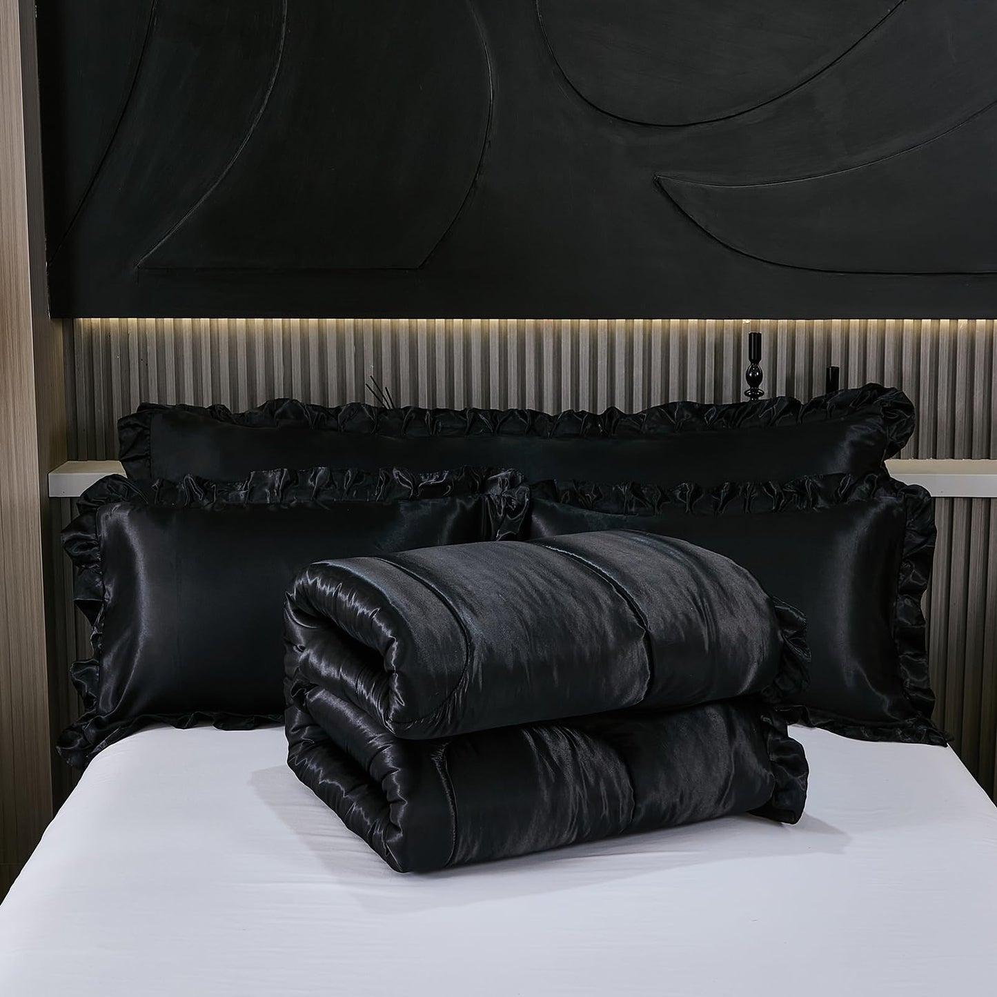 Comforter Silk Beddings - Luxury Silky Body Pillow Cover Ruffle