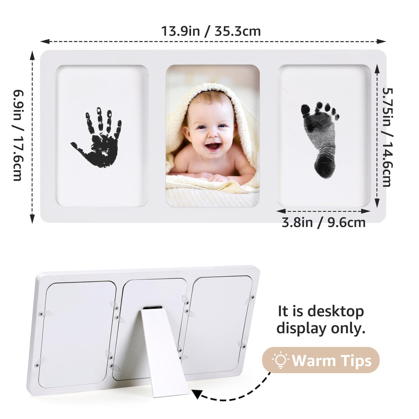 Nursery Baby Hand and Footprint Kit, 4x6 Baby Keepsake Picture Frame Handprint Kit