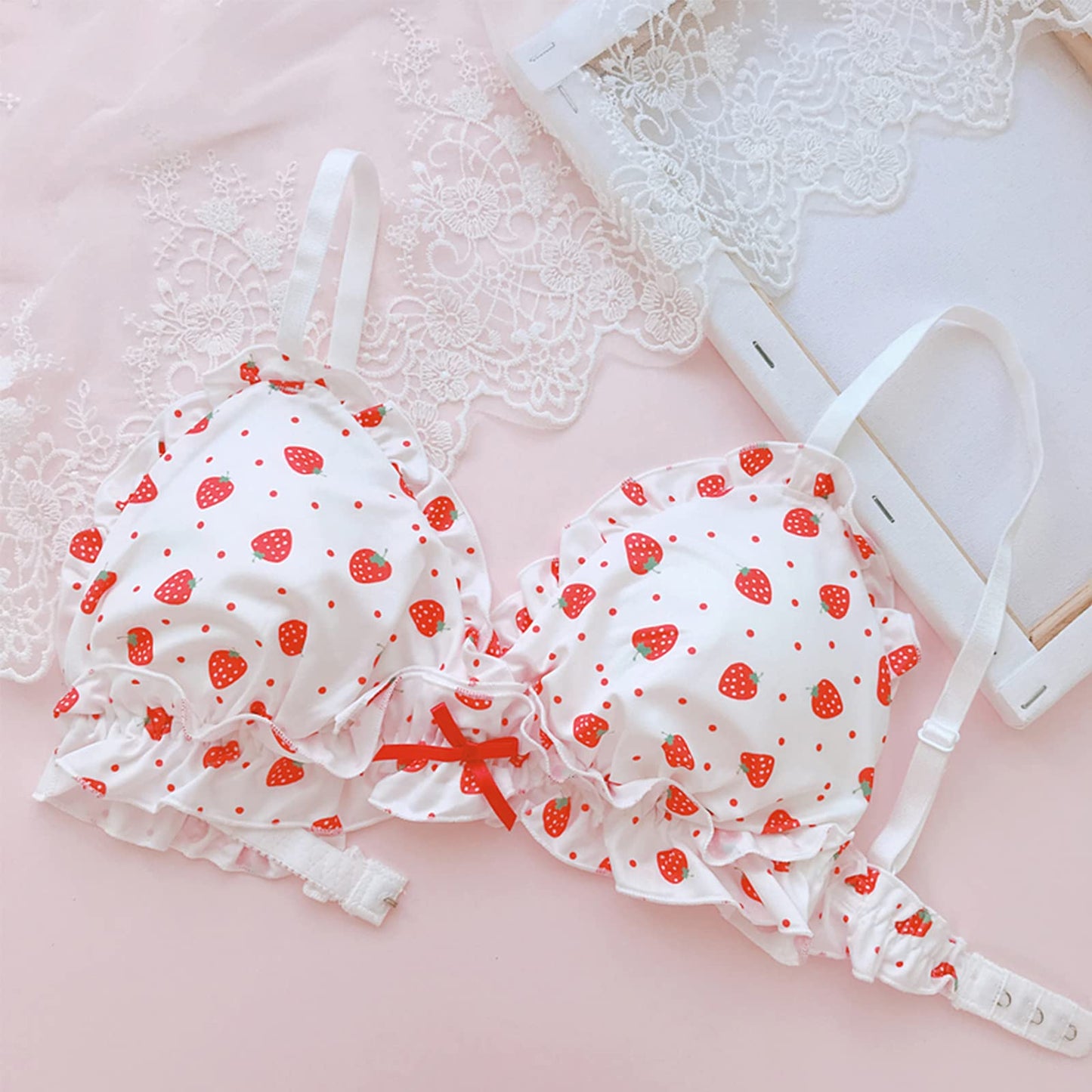 Women Cute Lingerie Set - Sweet Bikini Wirless Bra and Panty 100% Cotton