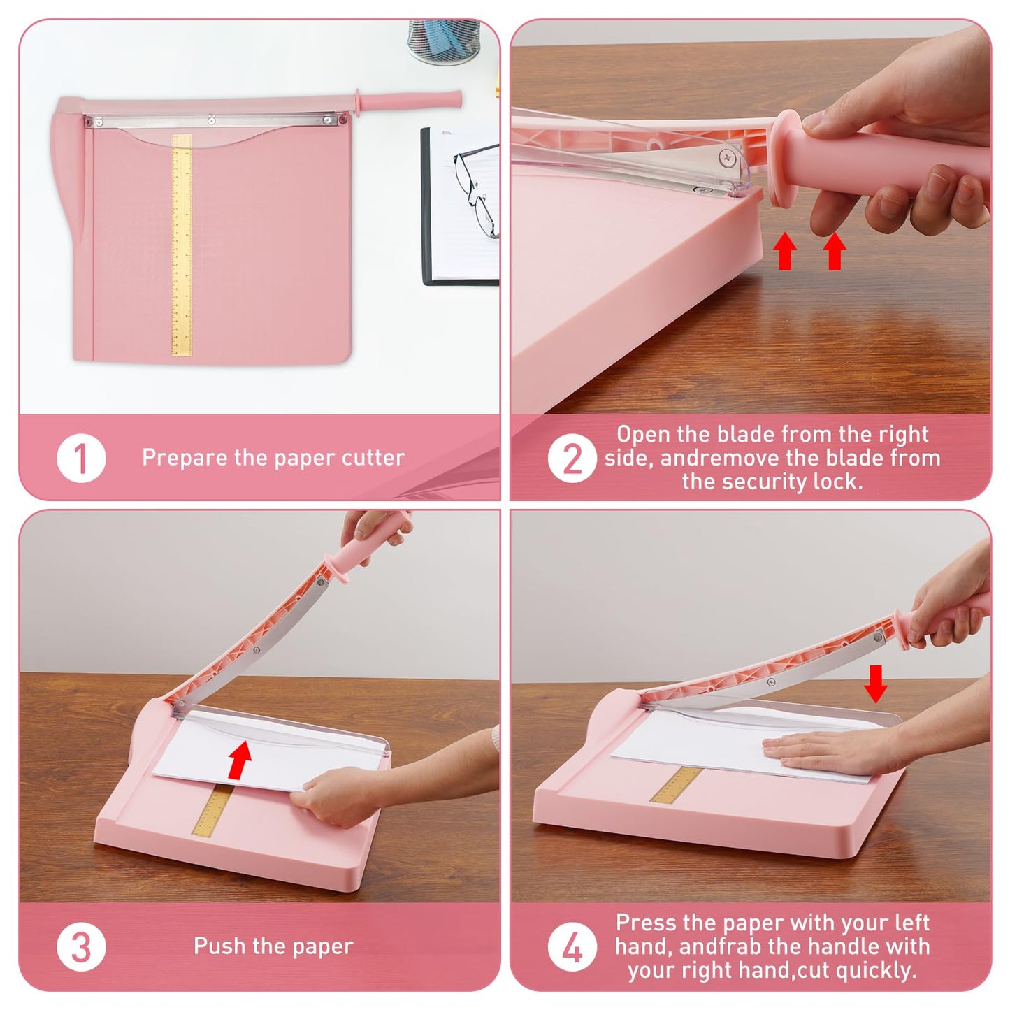 Paper Trimmer with Safety Guard, 12" Cut Length Paper Slicer with 16 Sheet Capacity