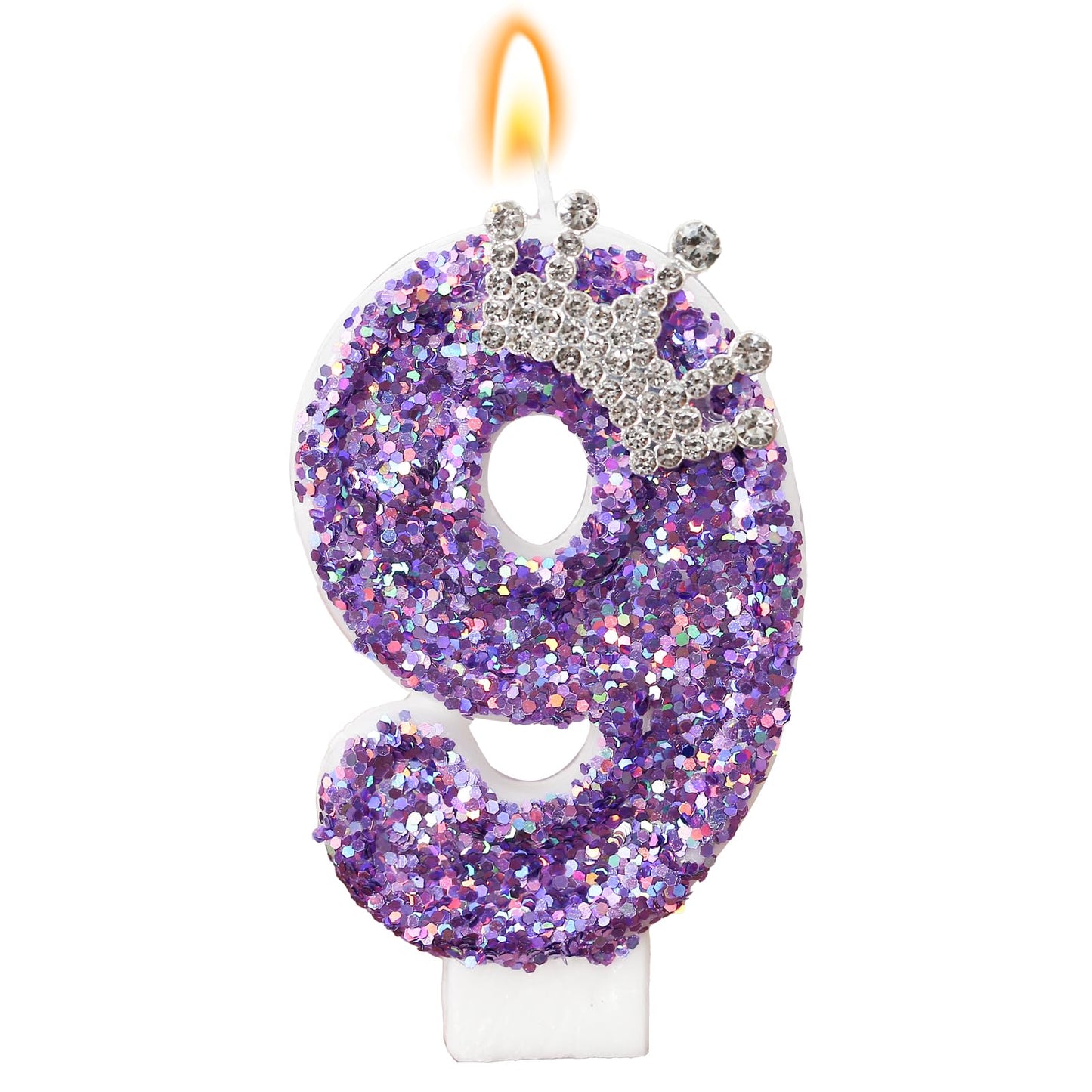 Glitter Birthday Number Candles, Crown Birthday Candles for Cake