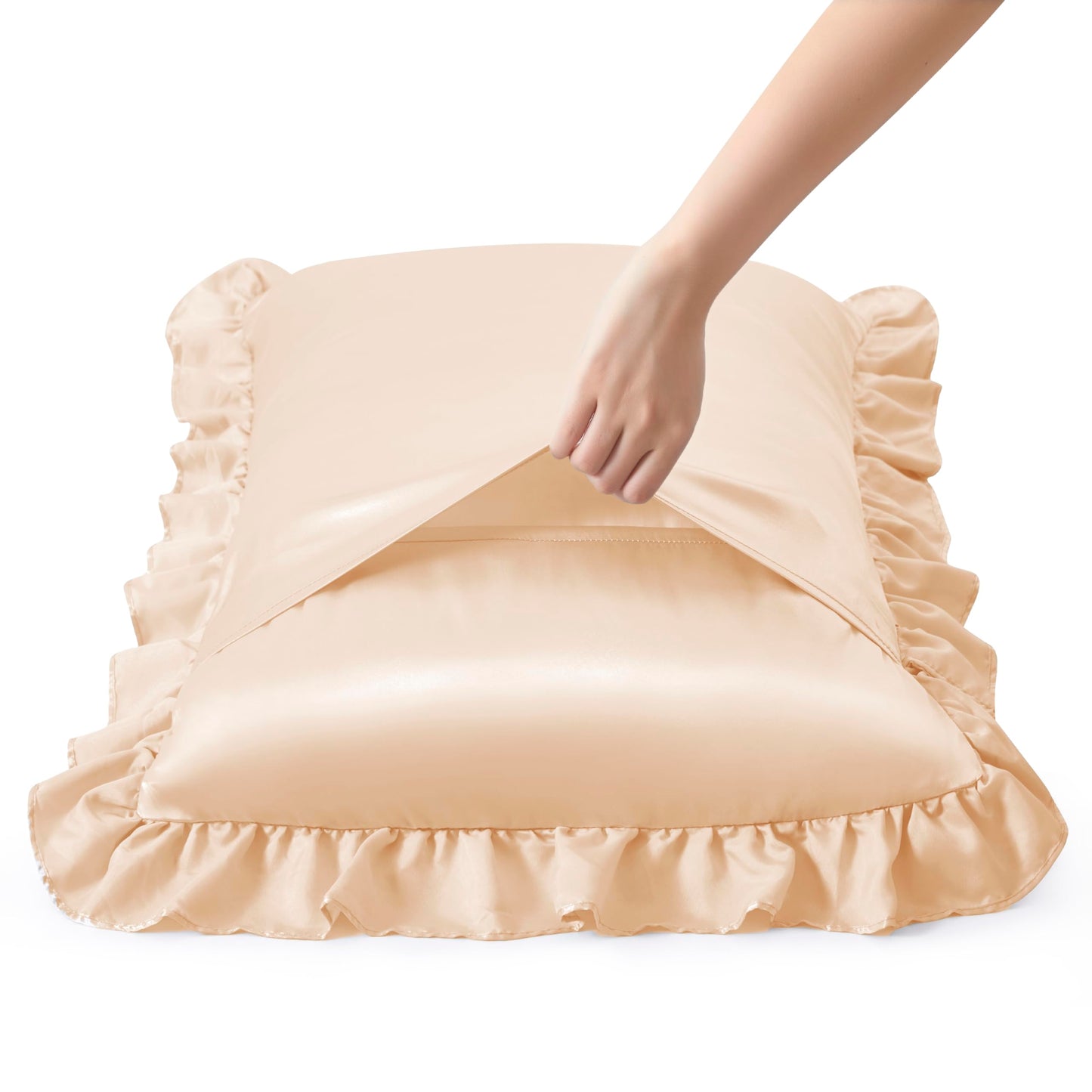 Princess Silky Satin Ruffled Pillow Cases Room Decoration