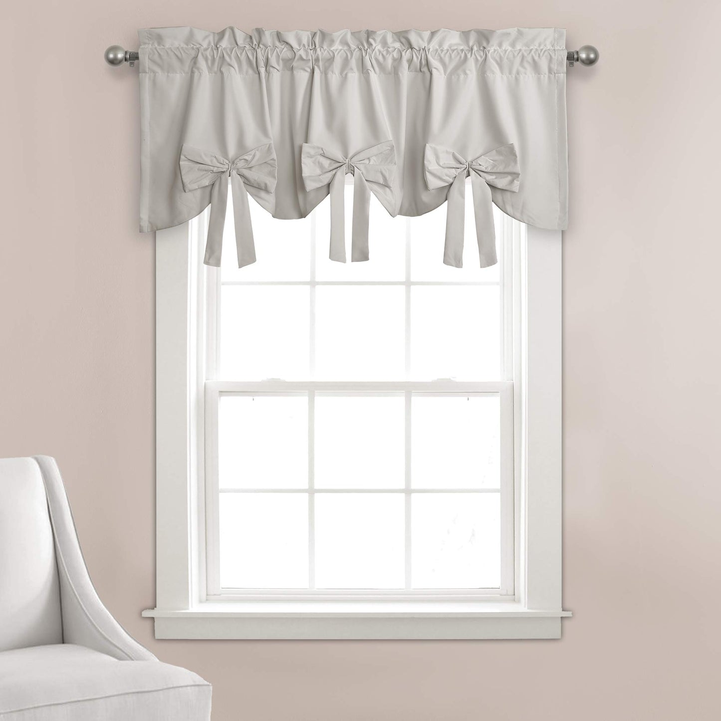 Lush Decor Melody Bow Window Curtain Valance, 18" x 52" + 2"