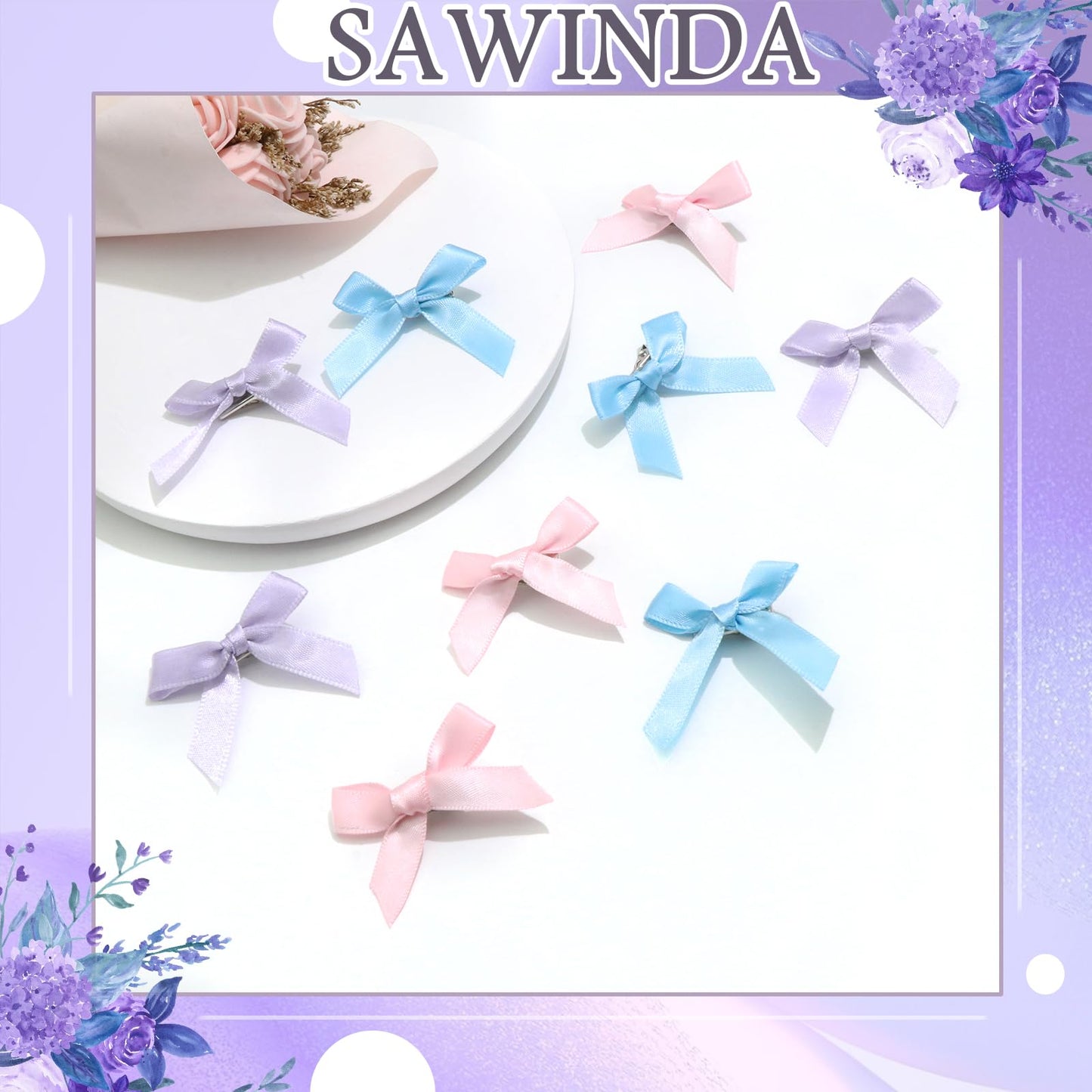 Mini 20PCS Bowknot Ribbon Barrettes - Cute Claw Clips Hair Accessories