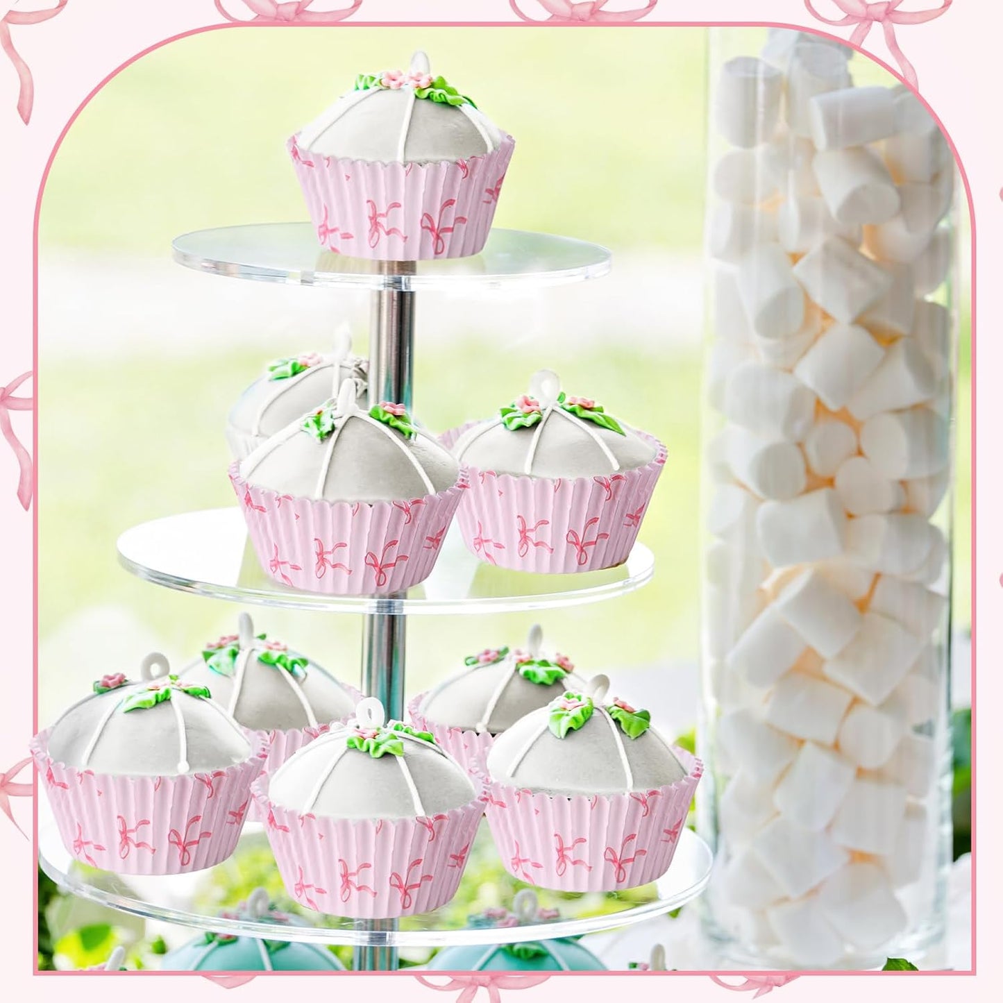 Coquette Bow Cupcake Liners Bow Wrappers Baking Cups Pink Baking Standard Liners 300 Pcs