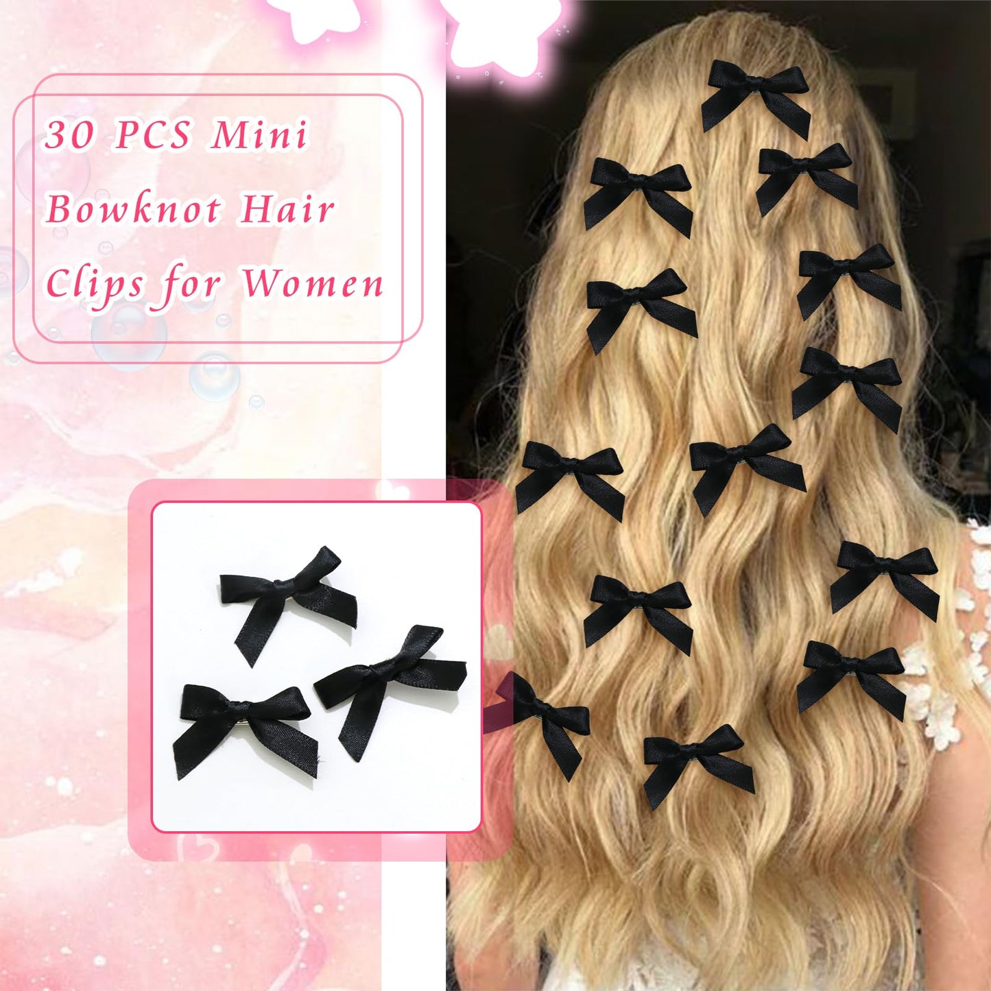 Mini 20PCS Bowknot Ribbon Barrettes - Cute Claw Clips Hair Accessories