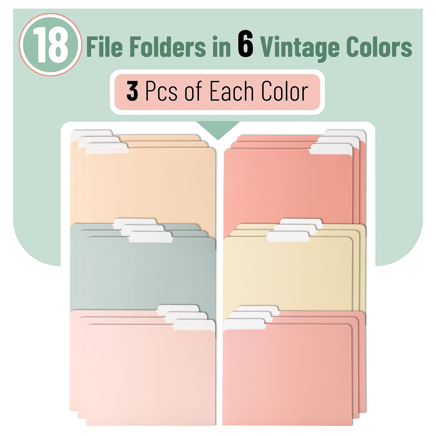 Pastel Colored Poly File Folders, 1/3 Cut Tab, 6 Pack, Letter Size, File Folders