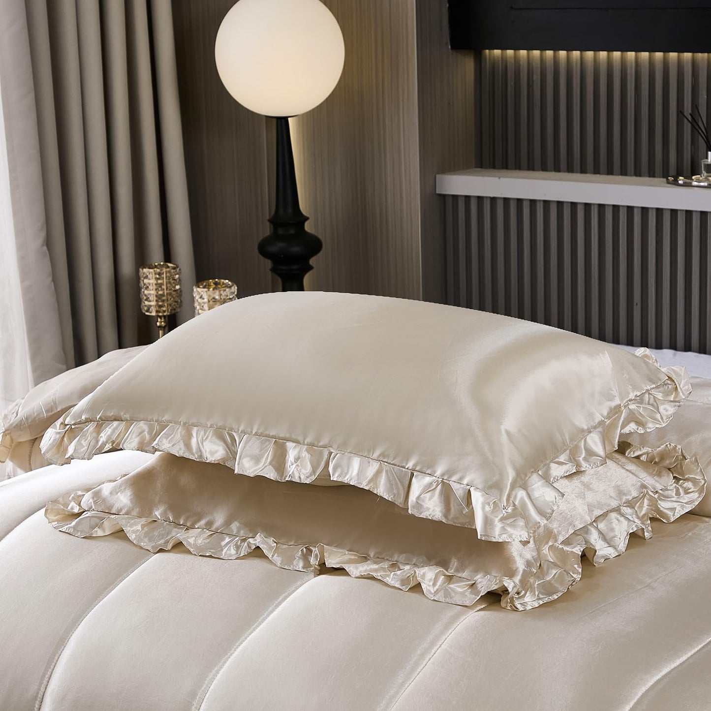 Comforter Silk Beddings - Luxury Silky Body Pillow Cover Ruffle