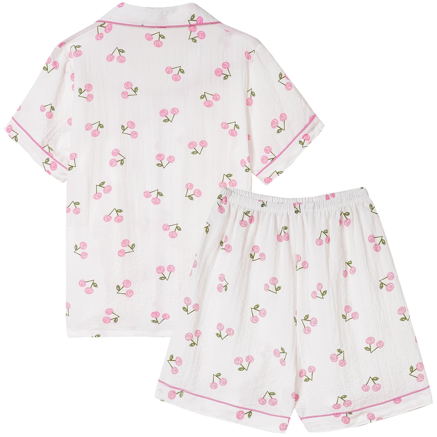 Girls Button Down Sleepwear Short Sleeve With Shorts 2PCS Pajama Sets