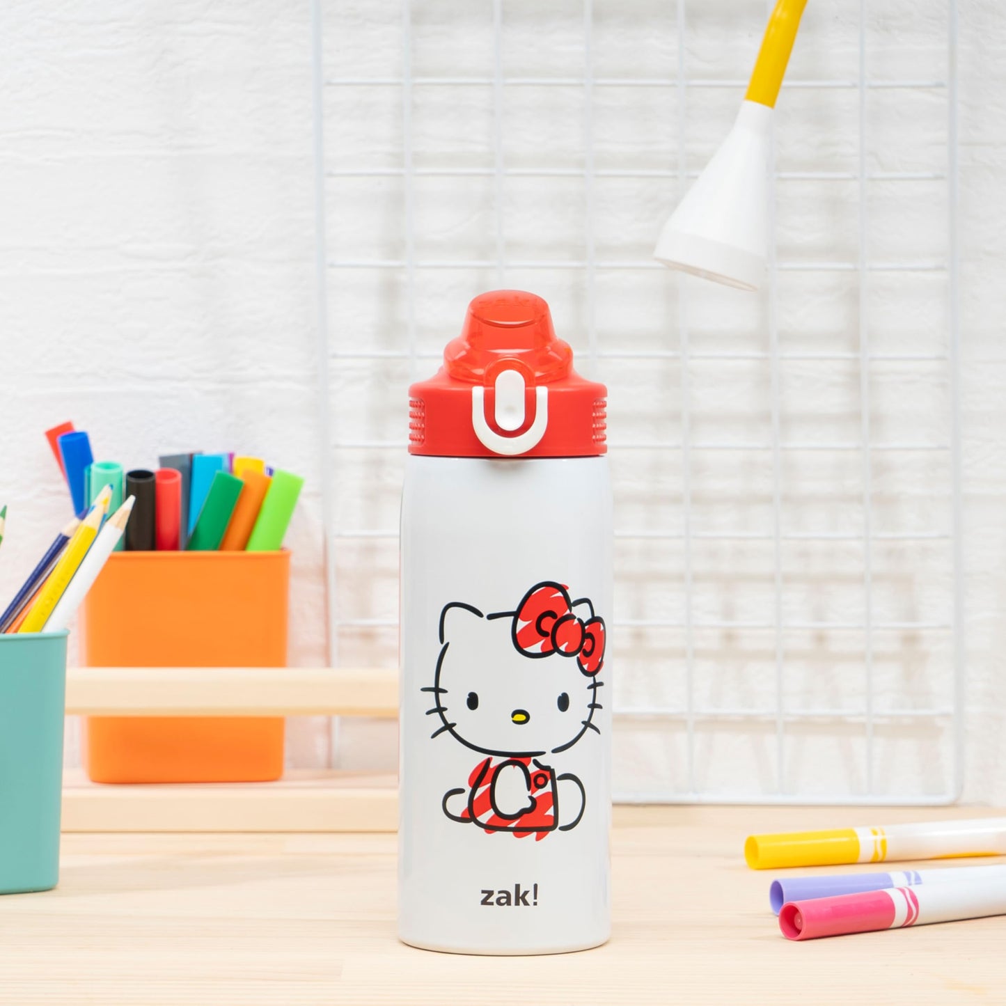 Sanrio Water Bottle, 19 oz Vacuum Insulated Stainless Steel with Locking Spout Cover, Built-In Carrying Loop, Leak-Proof Design