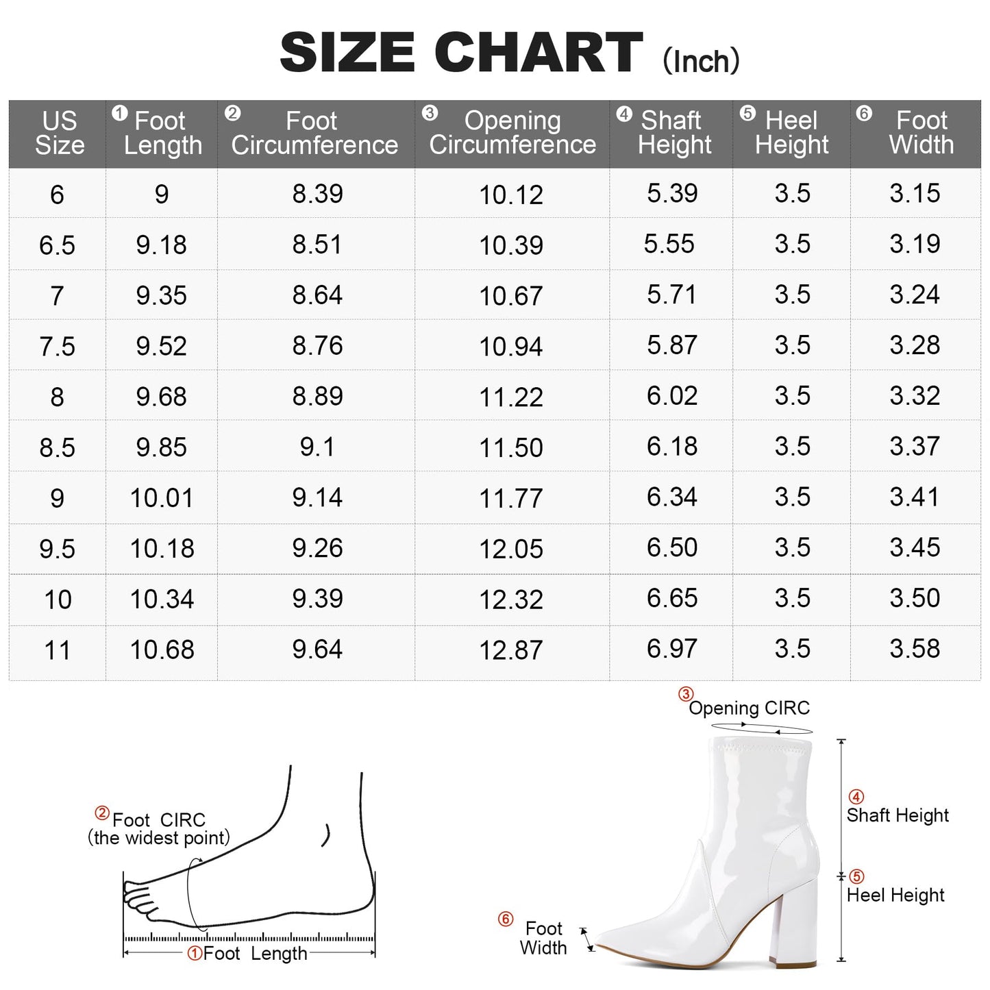 Women's GoGo Boots Mid Calf Block Heel Ankle Boots Pointed Toe Patent Leather Side Zipper Booties