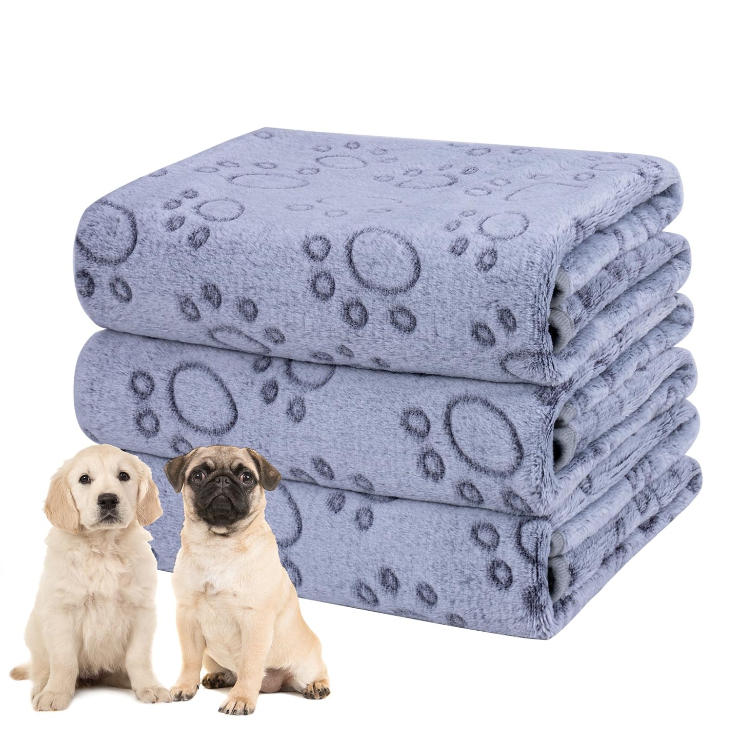 Soft Fluffy Fleece Blanket for Small, Medium and Large Dogs - Paw Print Pink Pet Blanket