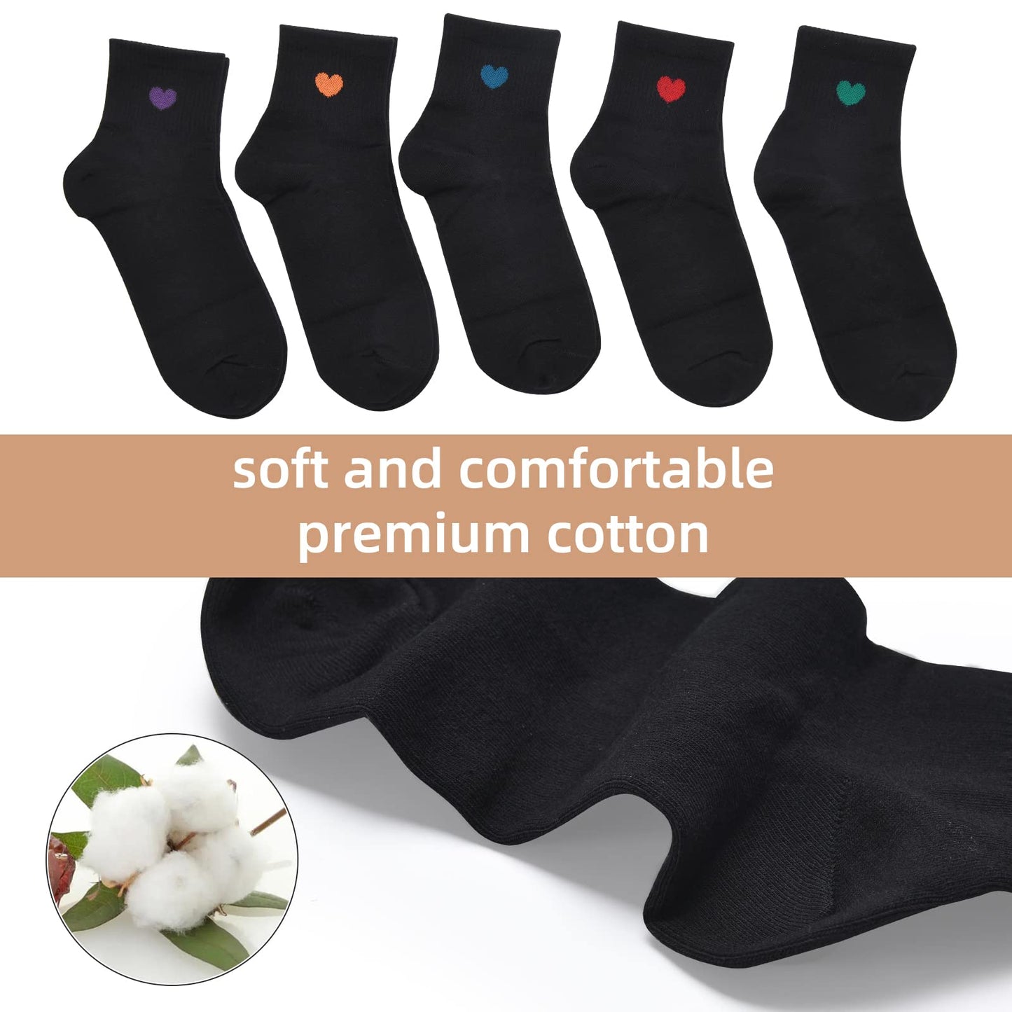 Women's Crew Socks Ankle High Cotton Fun Cute Athletic Running Socks(5-Pairs With Present Box)