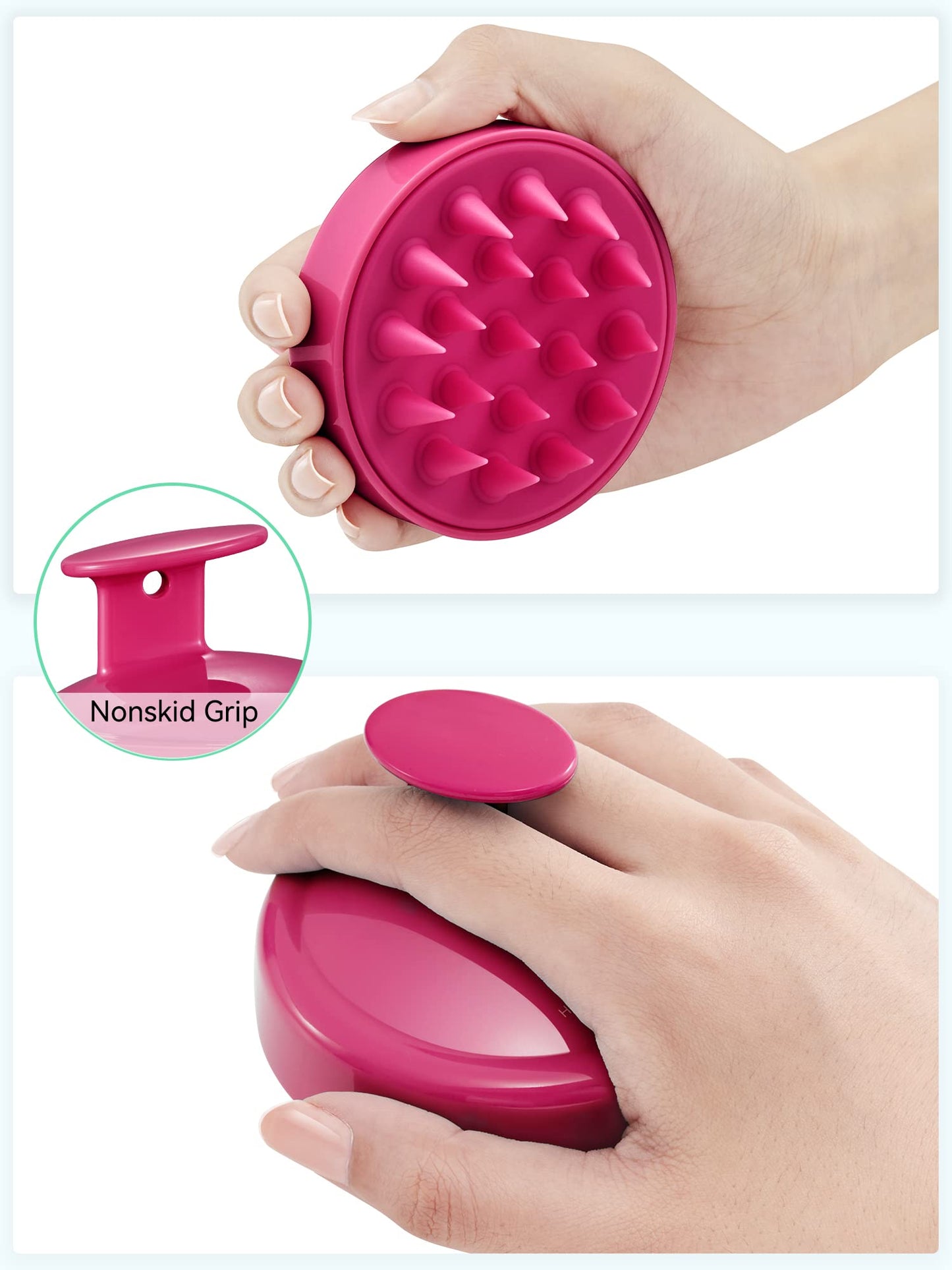 Shampoo Scalp Brush Massager - Scalp Scrubber with Soft Silicone Bristles for Hair Growth & Dandruff Removal