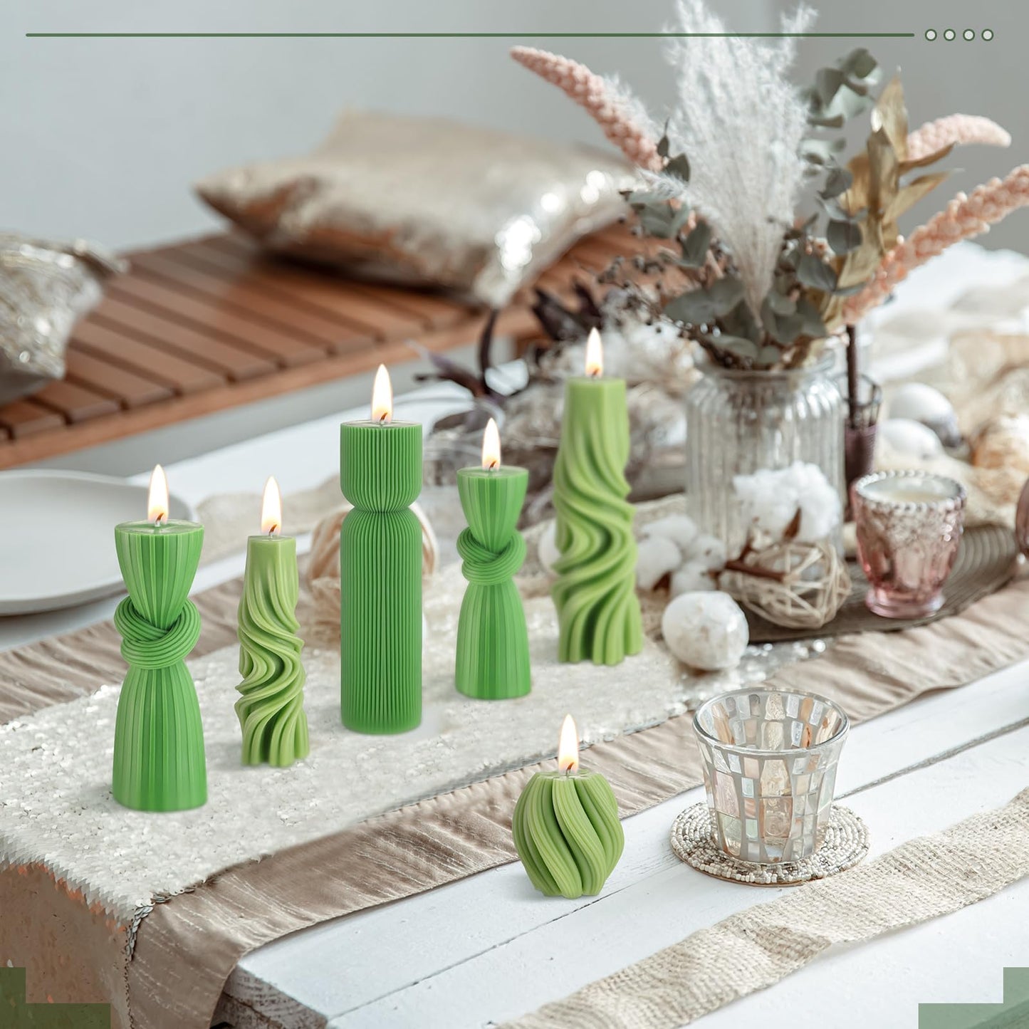 Modern Pillar Candles Ribbed Decorative Candle - Scented Ribbed Decor for Home