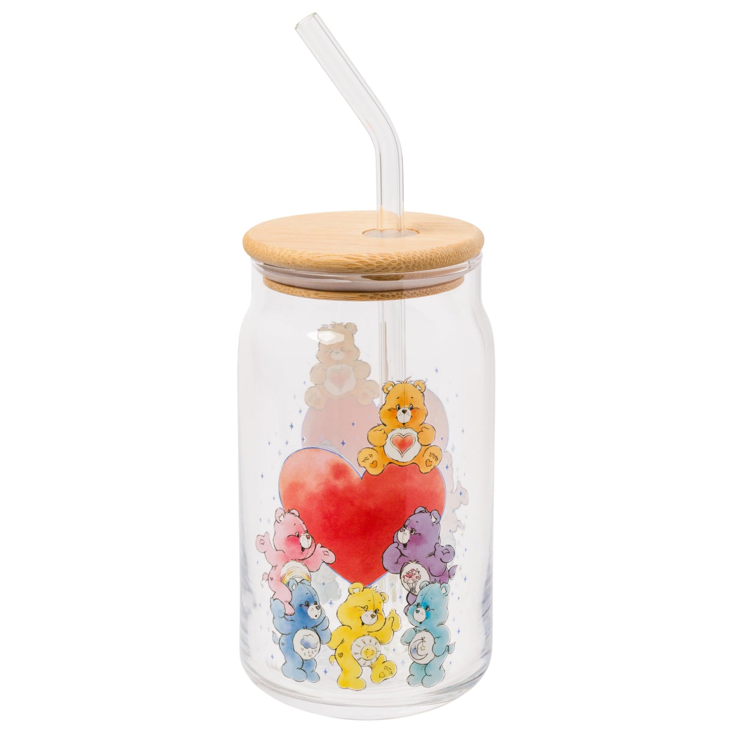 Sanrio Glass Jar Tumbler with Bamboo Lid and Glass Straw, 16 Ounces