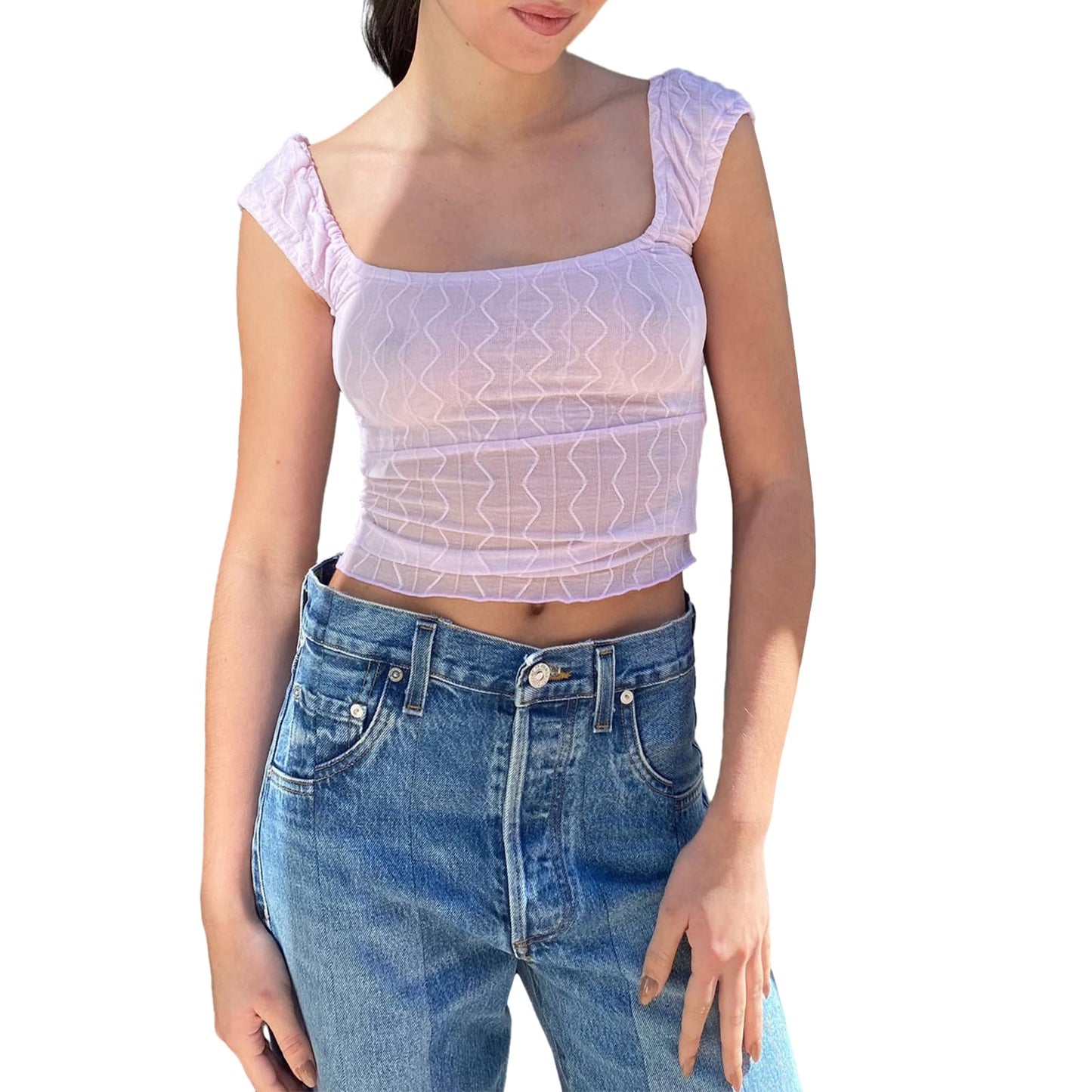 Women Vintage Y2K T-Shirt Milkmaid Crop Tops