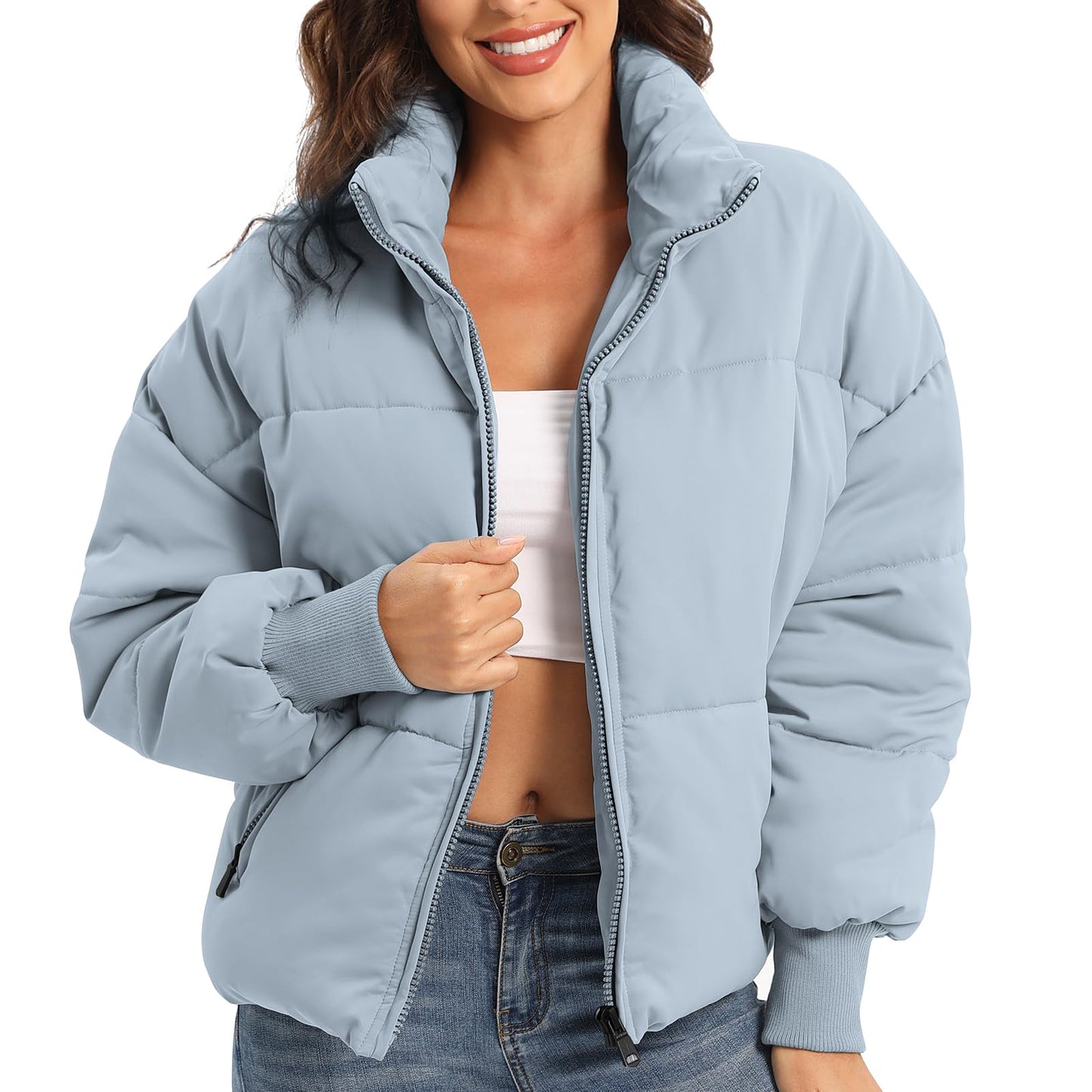 Women’s Winter Baggy Zip Puffer jackets Short Down Jacket Coat