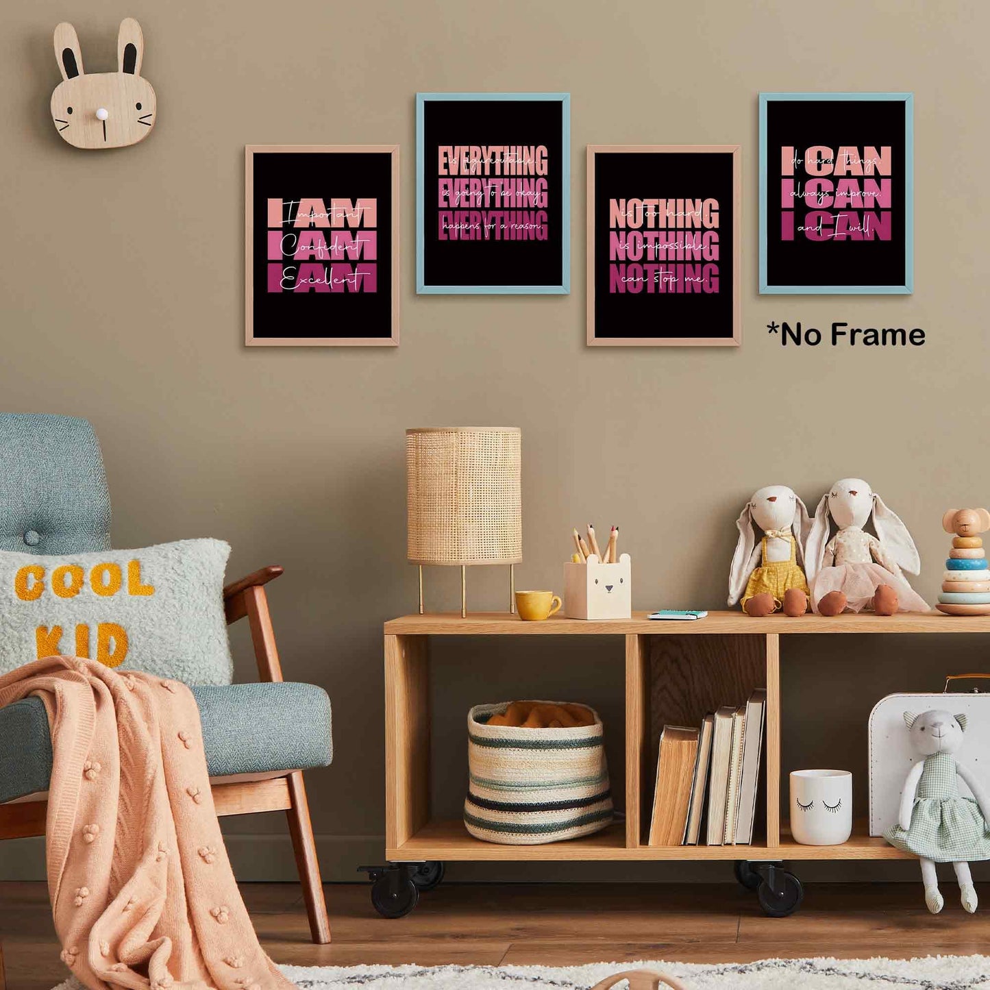 Set of 4 Inspirational Posters – Motivational Wall Art for Teen Girls & Women (8x10)